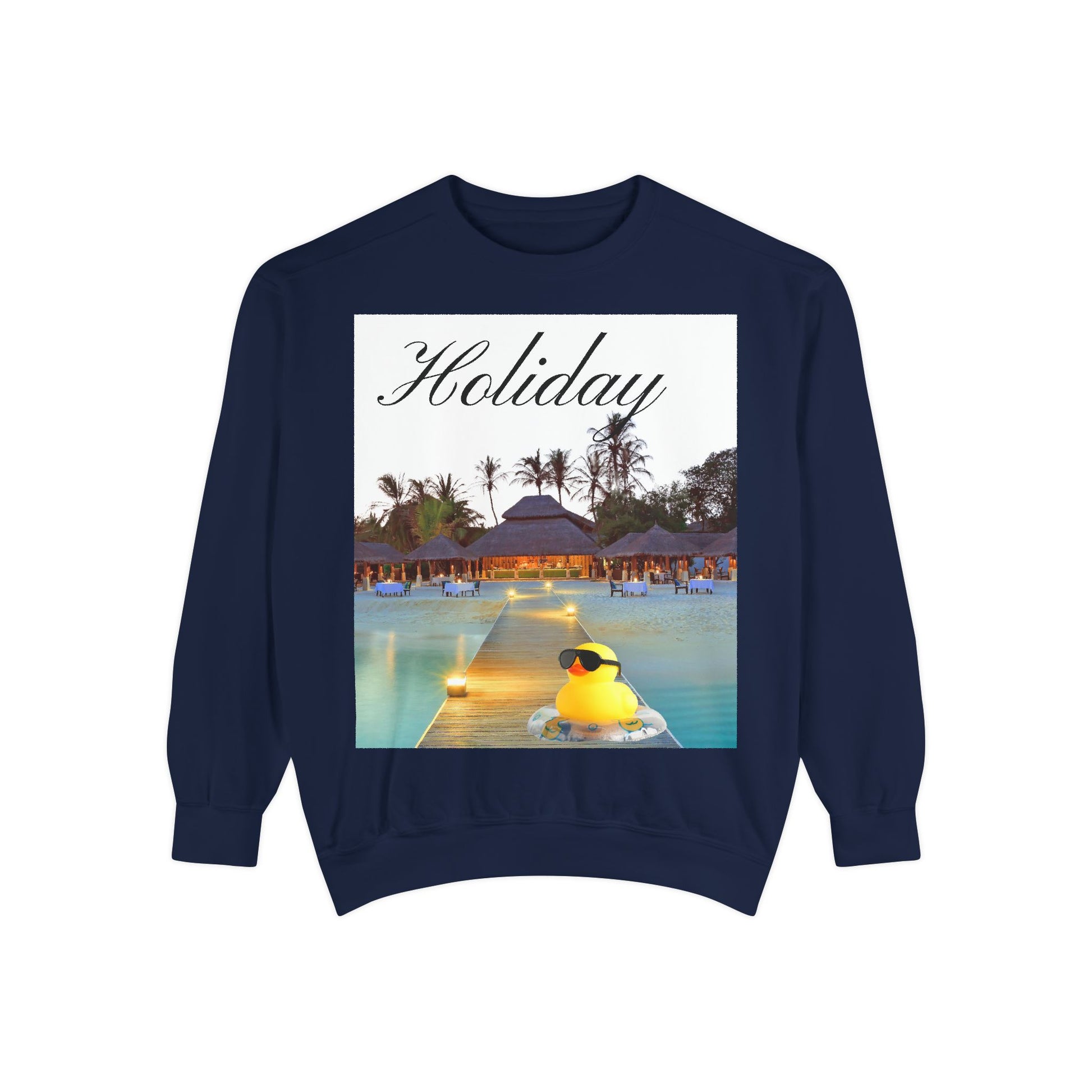 Holiday Rubber Duck Sweatshirt — Tropical Beach Graphic Sweatshirt