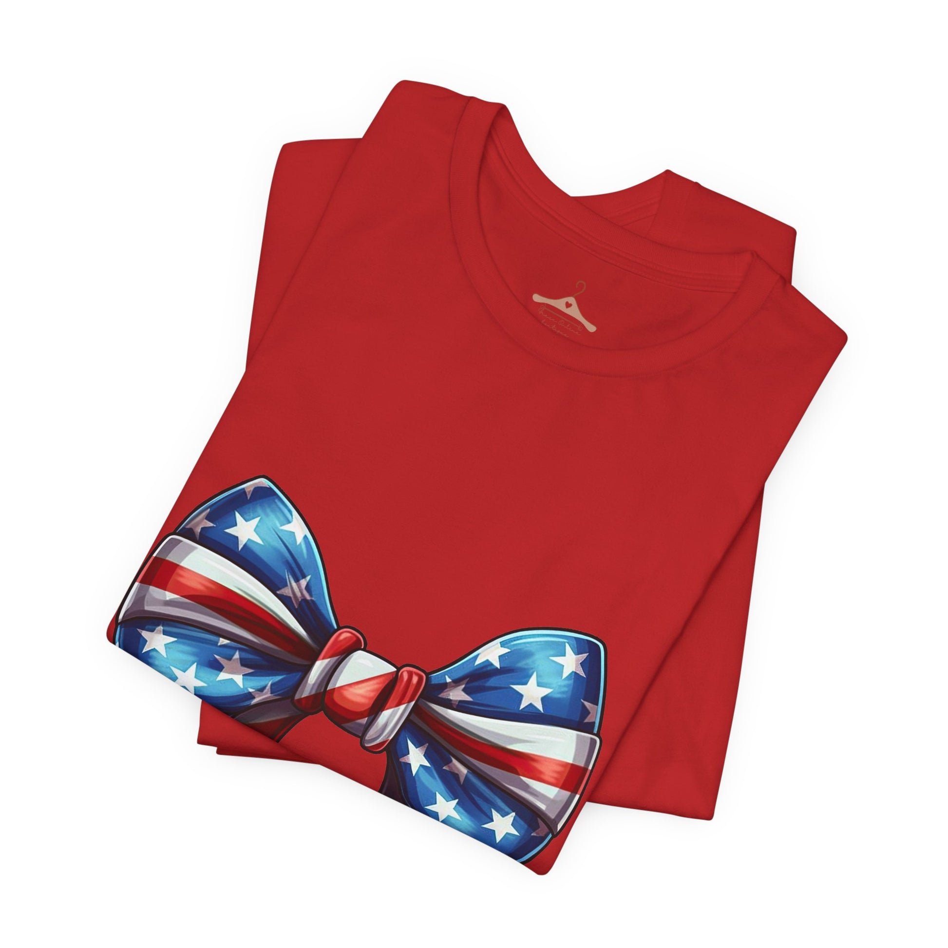 American Flag Bow T-Shirt — Patriotic 4th of July Tee