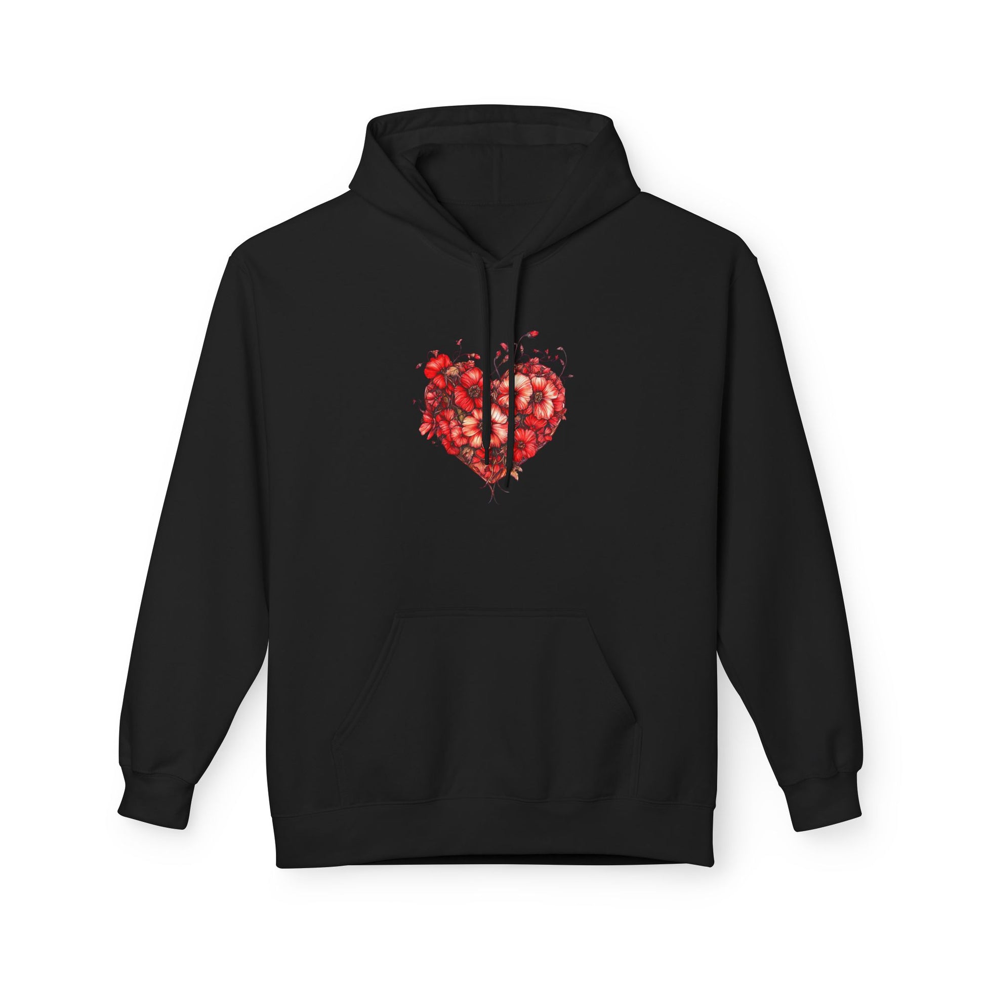 Watercolor Rose Heart Hoodie — Floral Valentine Pullover