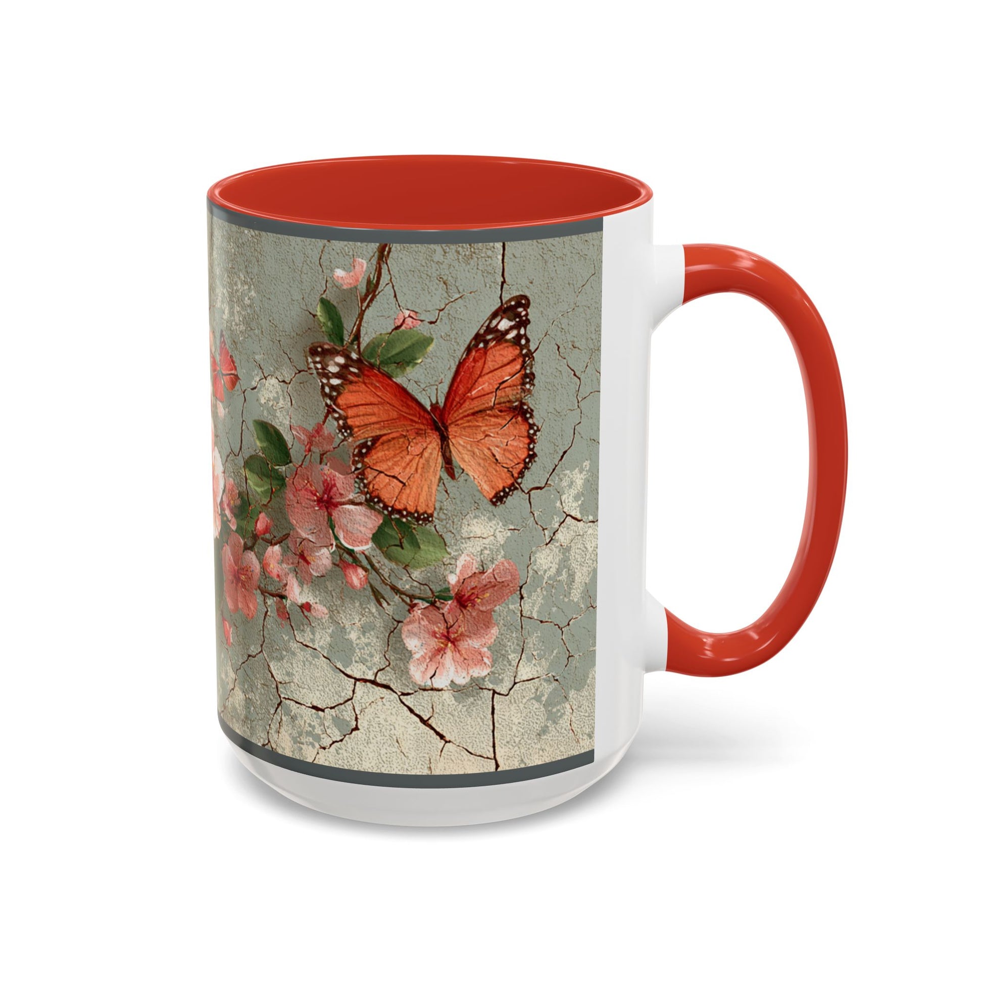 Floral Butterfly Accent Coffee Mug, Spring Gift, Kitchen Decor, Nature Lover Mug, Tea Cup