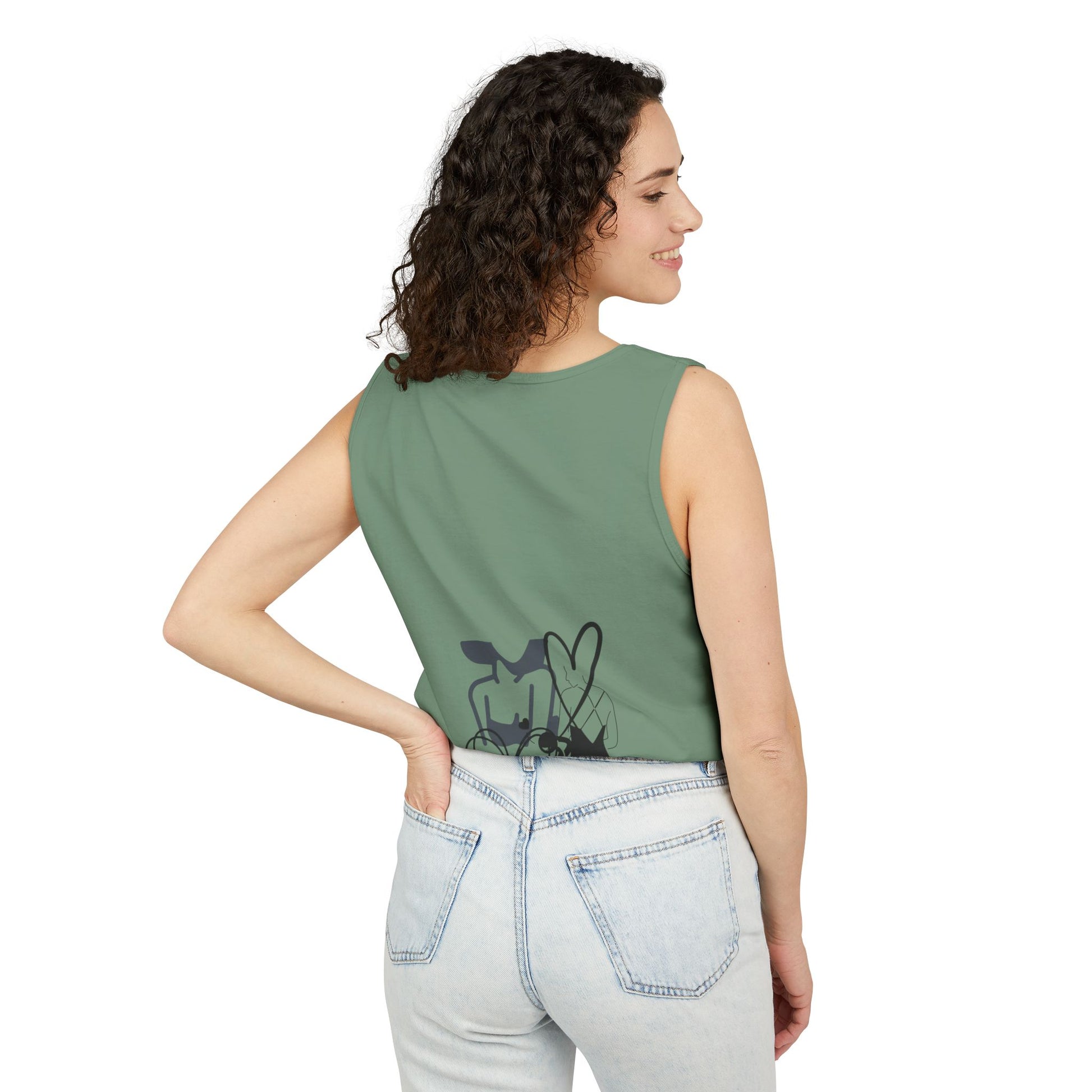 Abstract Love Graphic Tank Top — Minimalist Couple Heart Artwork