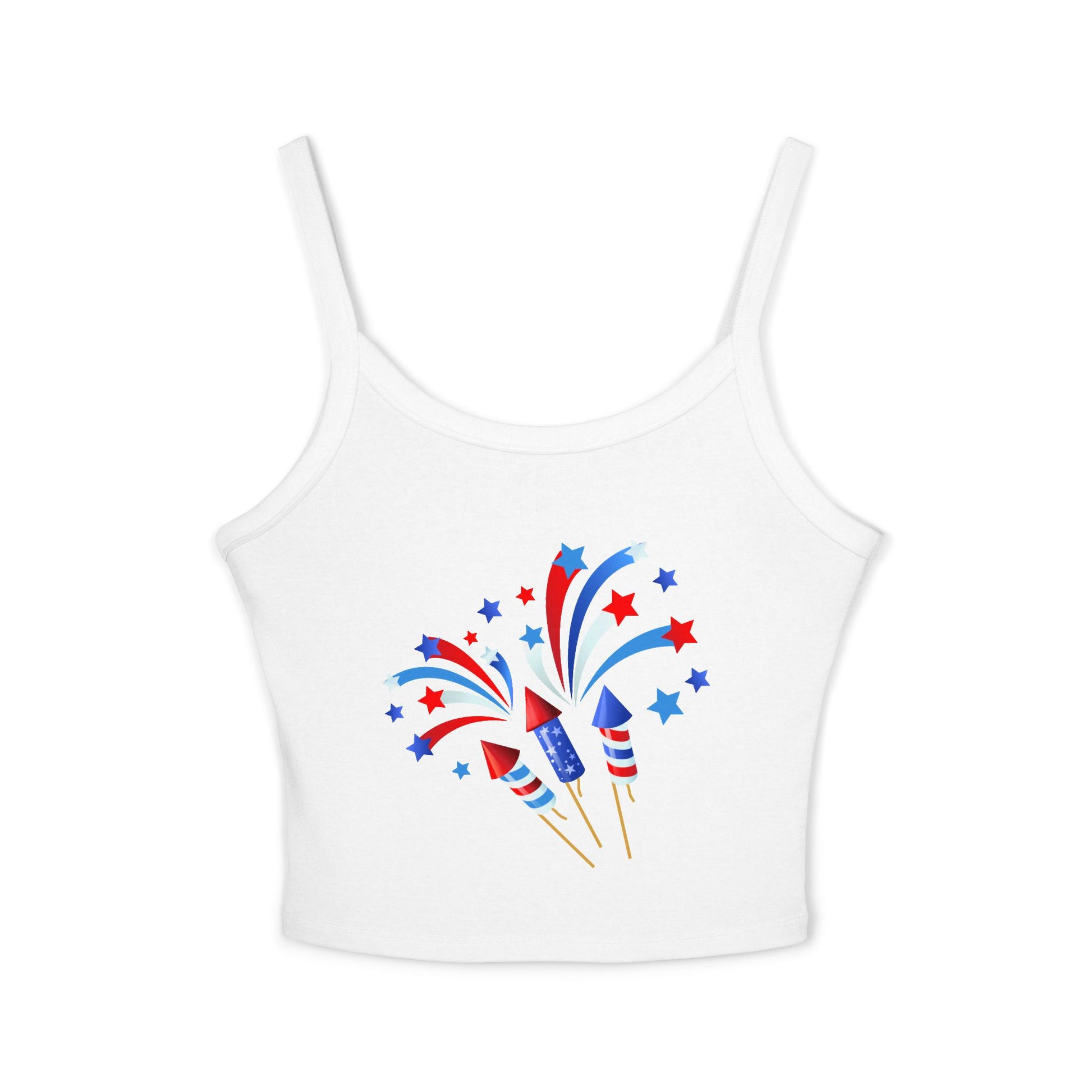 Patriotic Fireworks Tank Top — Red, White & Blue Rocket Sparkle
