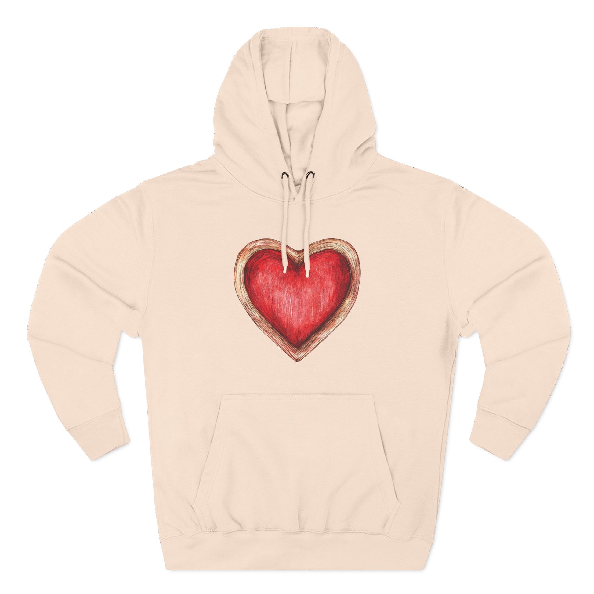 Heart Watercolor Hoodie — Hand-Painted Red Heart Pullover for Valentine's Day