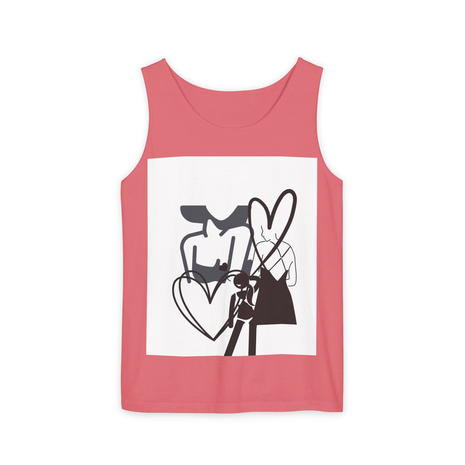 Abstract Love Graphic Tank Top — Minimalist Couple Heart Artwork