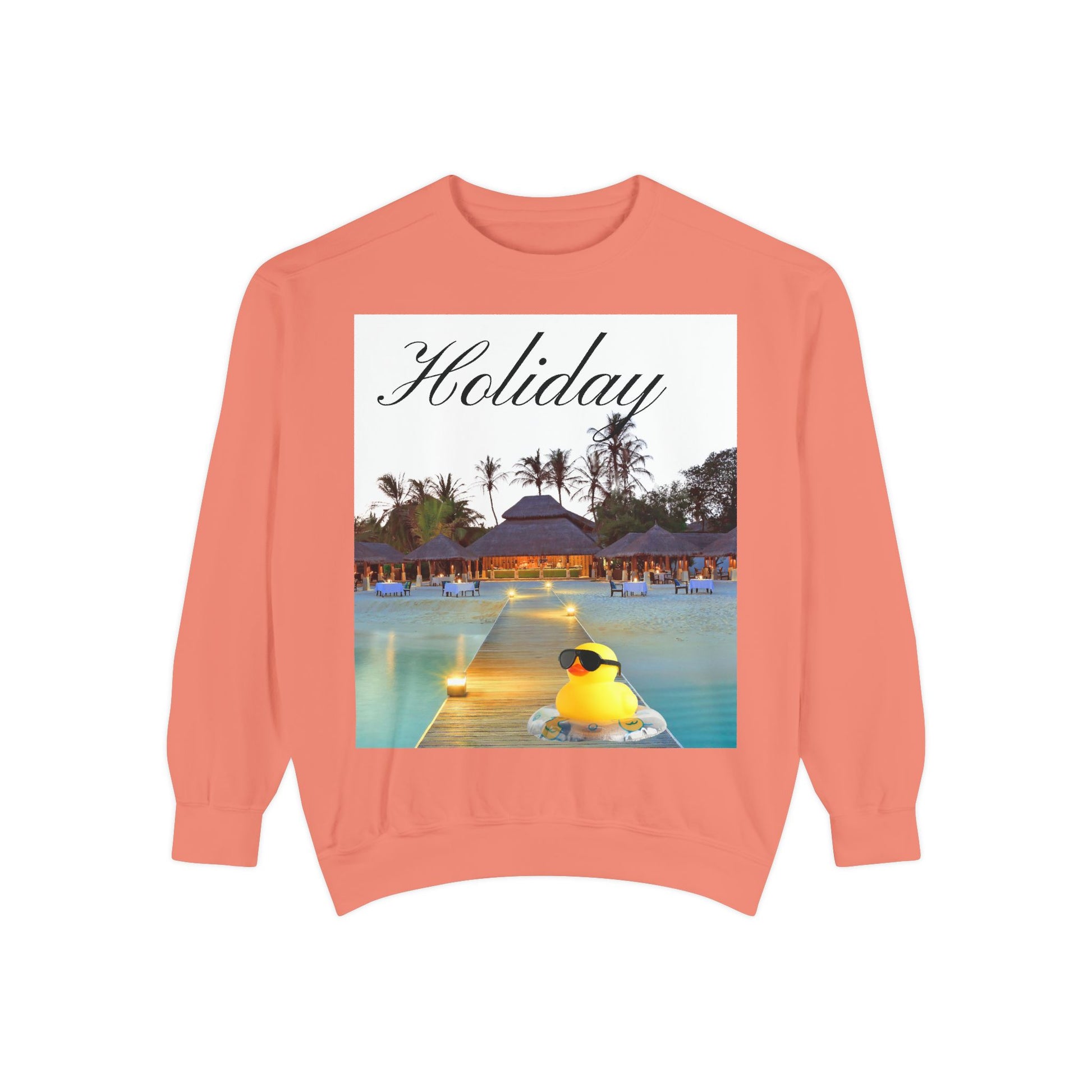 Holiday Rubber Duck Sweatshirt — Tropical Beach Graphic Sweatshirt