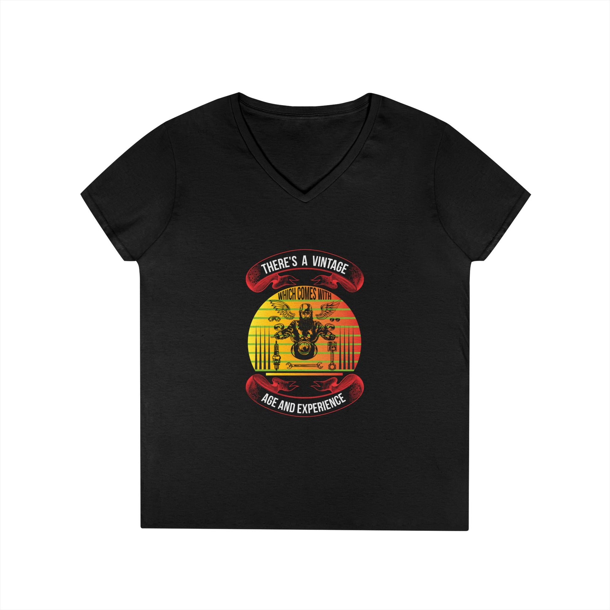 Vintage Motorcycle V-Neck Tee — "There's a Vintage Side of Me"