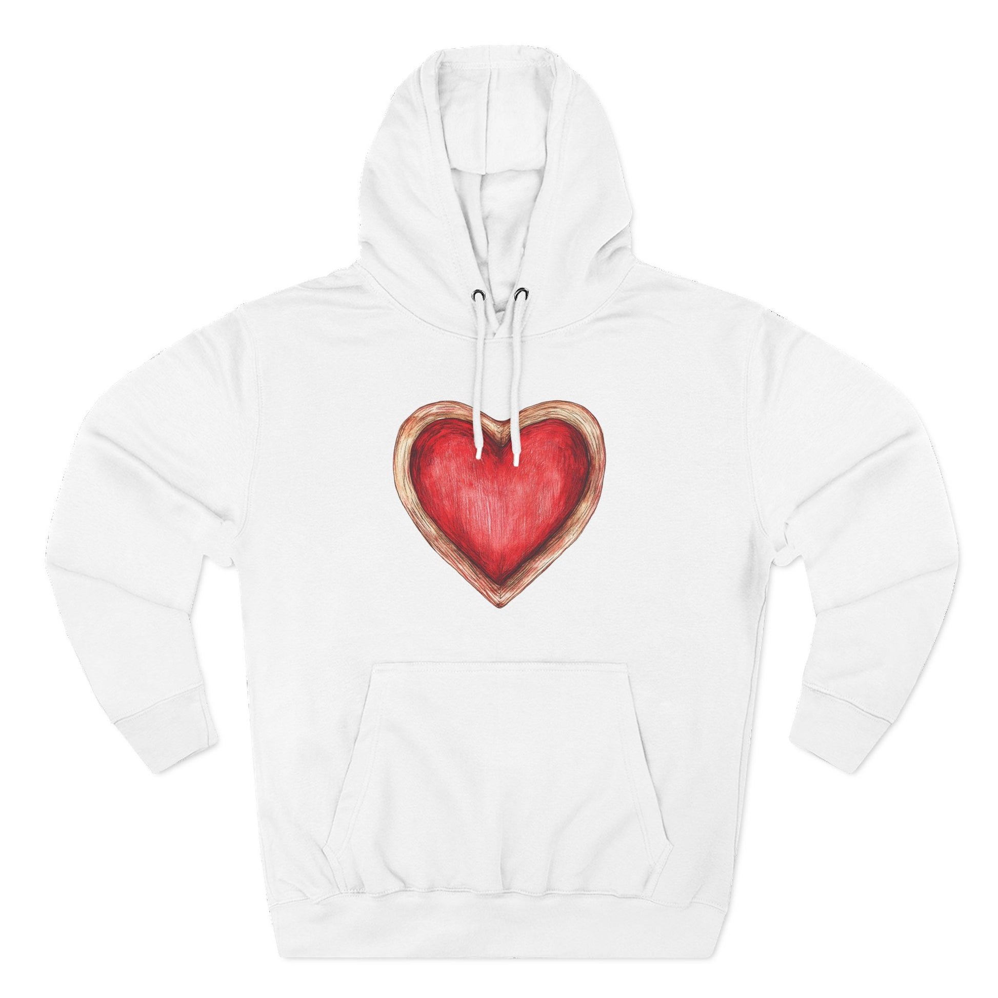 Heart Watercolor Hoodie — Hand-Painted Red Heart Pullover for Valentine's Day