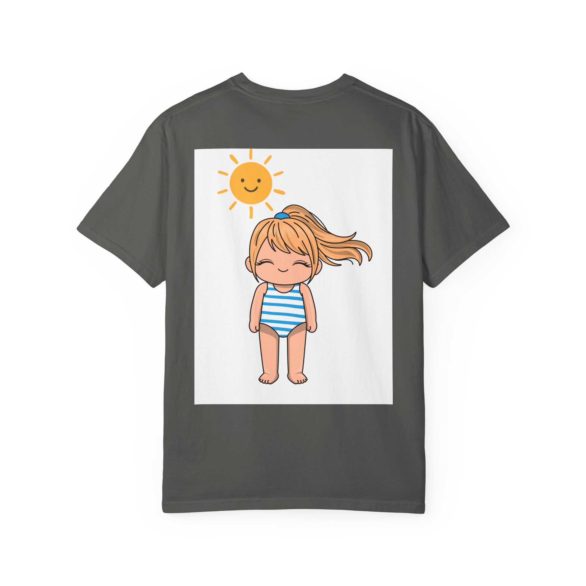 Cute Girl in Swimsuit T-Shirt — Sunny Beach Cartoon Tee