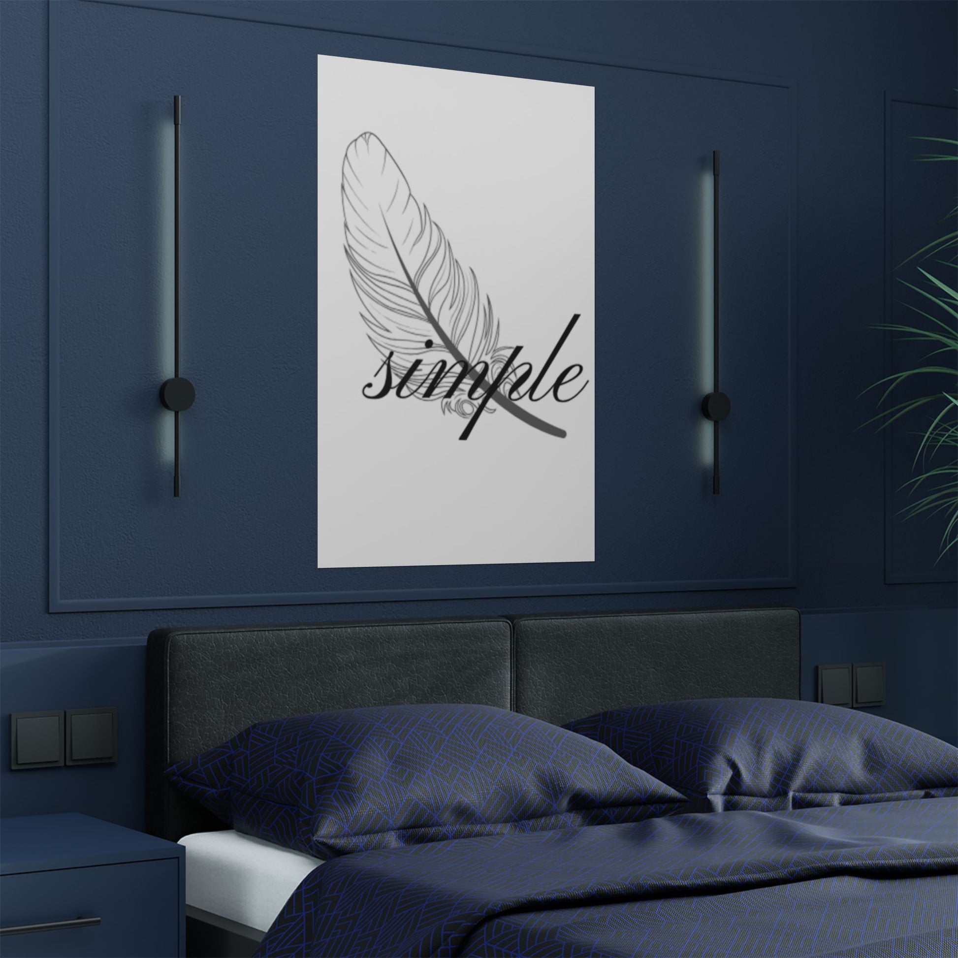 Elegant Feather Satin Poster - Minimalist Art Decorhic Decor