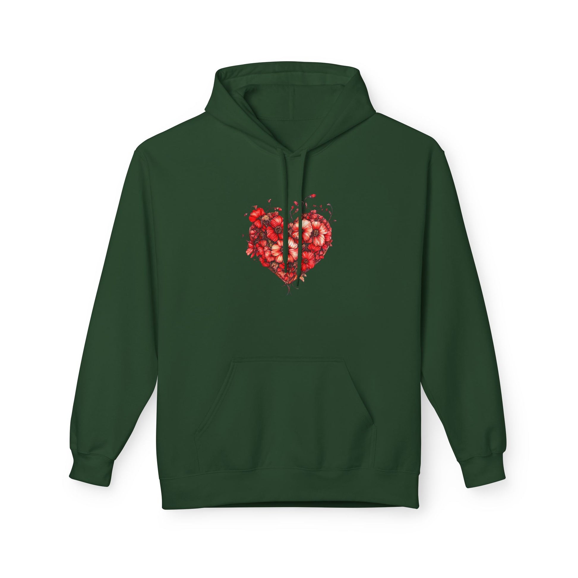 Watercolor Rose Heart Hoodie — Floral Valentine Pullover