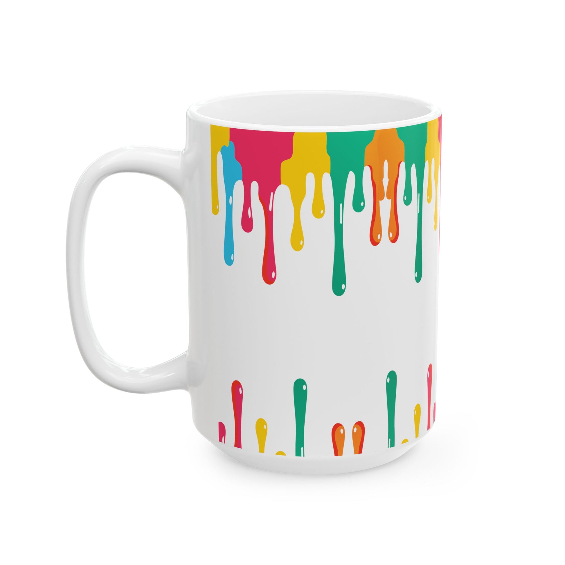 Colorful Paint Drip Ceramic Mug — Bright Dripping Paint Coffee Cup (11oz & 15oz)