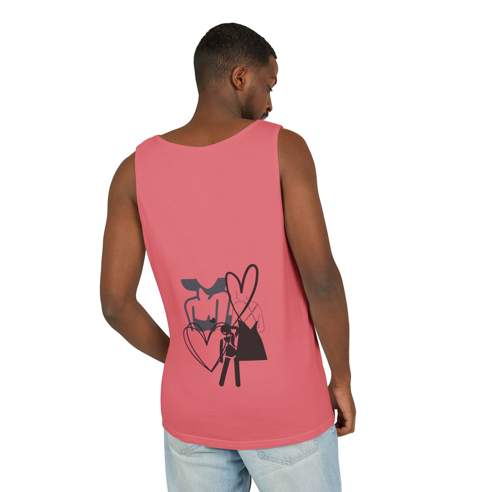 Abstract Love Graphic Tank Top — Minimalist Couple Heart Artwork
