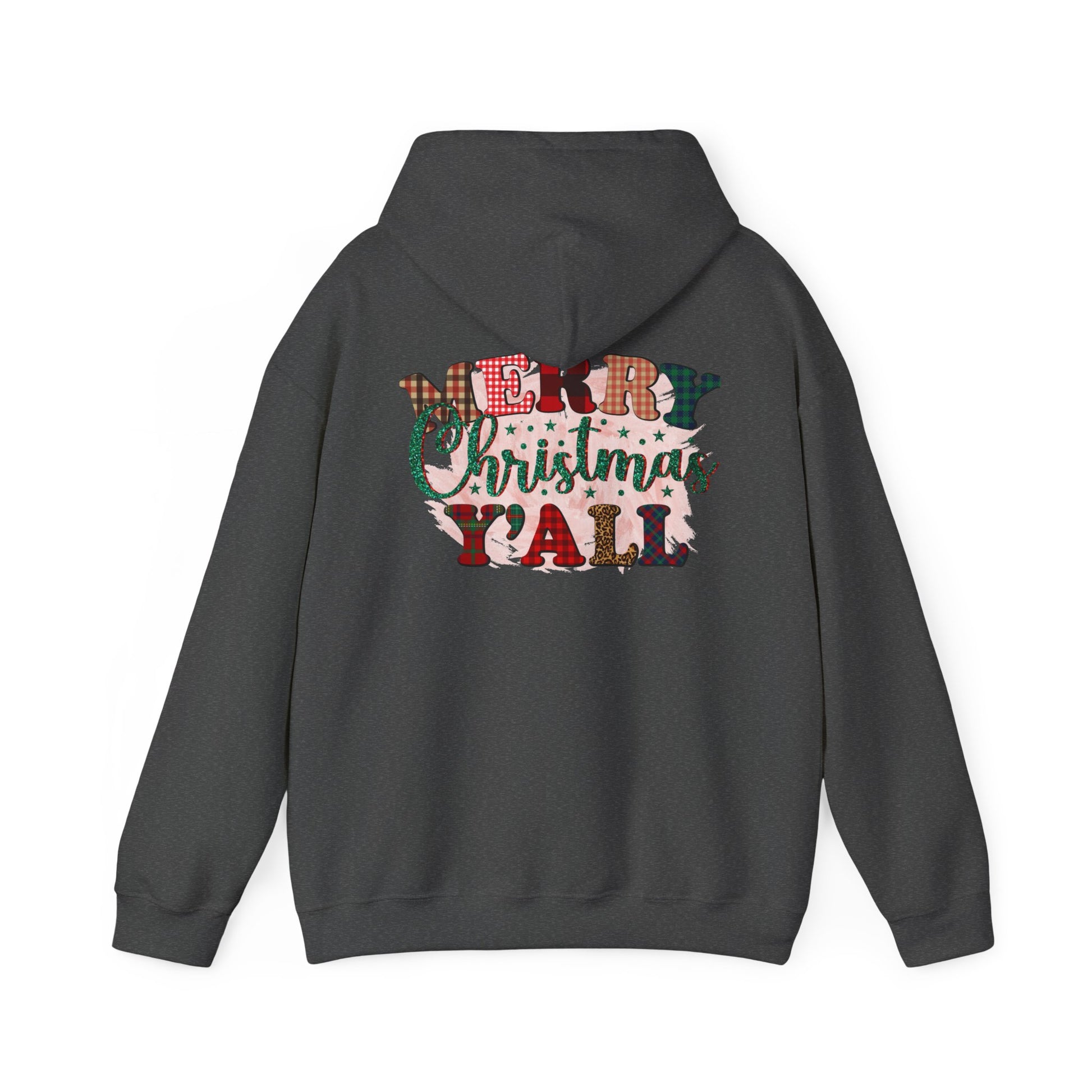 Merry Christmas Y'all Hoodie – Plaid Holiday Graphic Hooded Sweatshirt