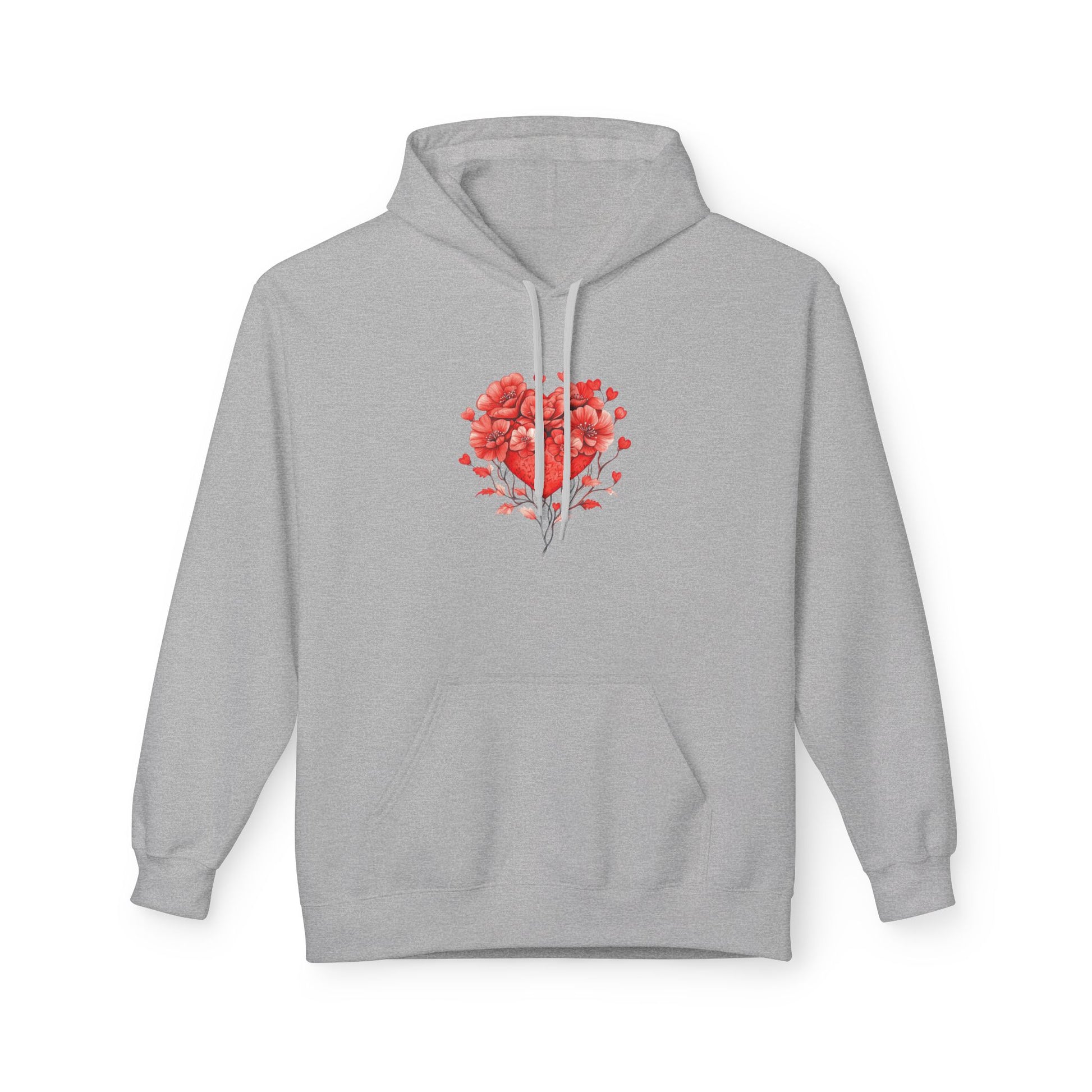 Heart of Roses Hoodie — Floral Heart Graphic Sweatshirt for Valentine's Day
