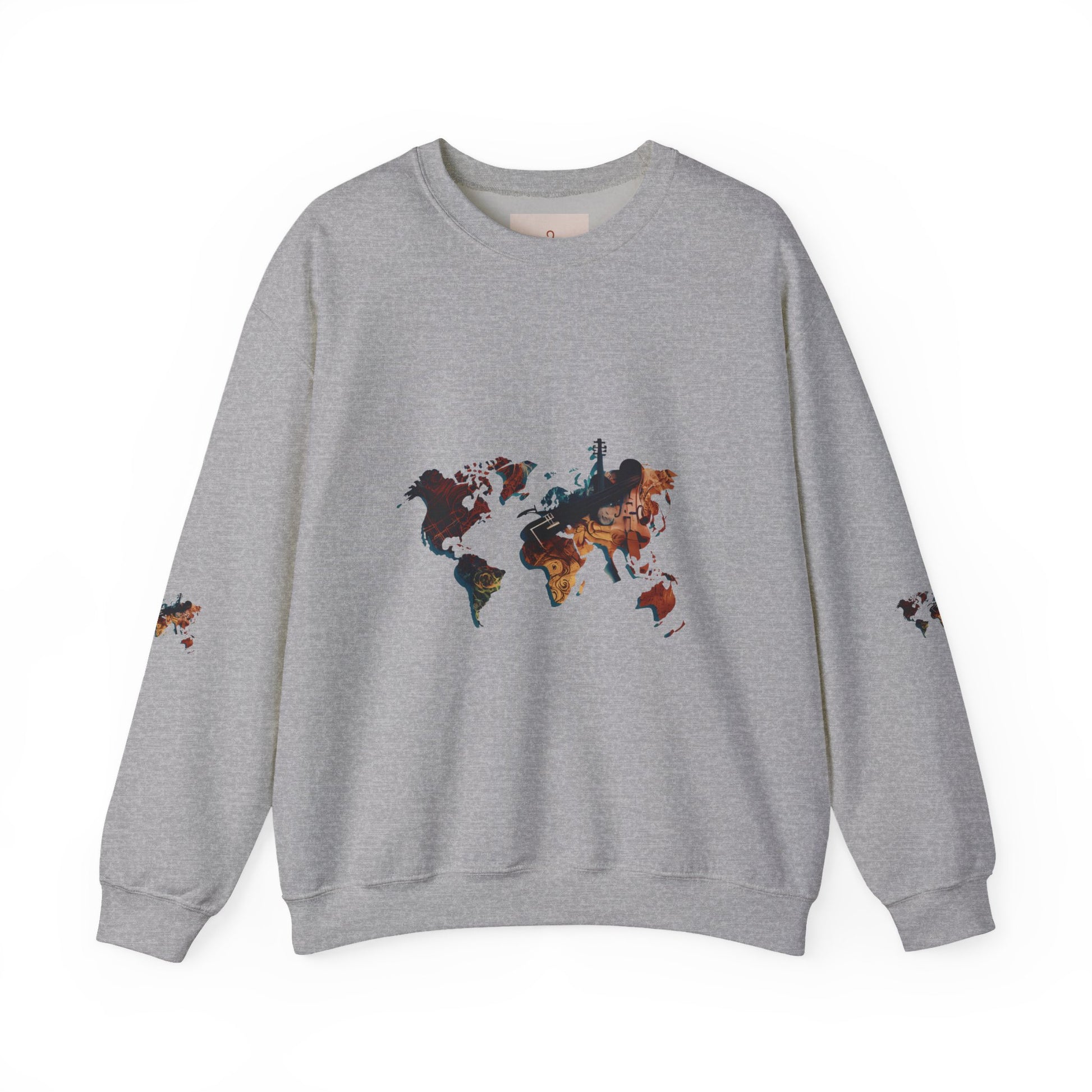 World Map Marble Crewneck Sweatshirt — Artistic Travel Map Pullover