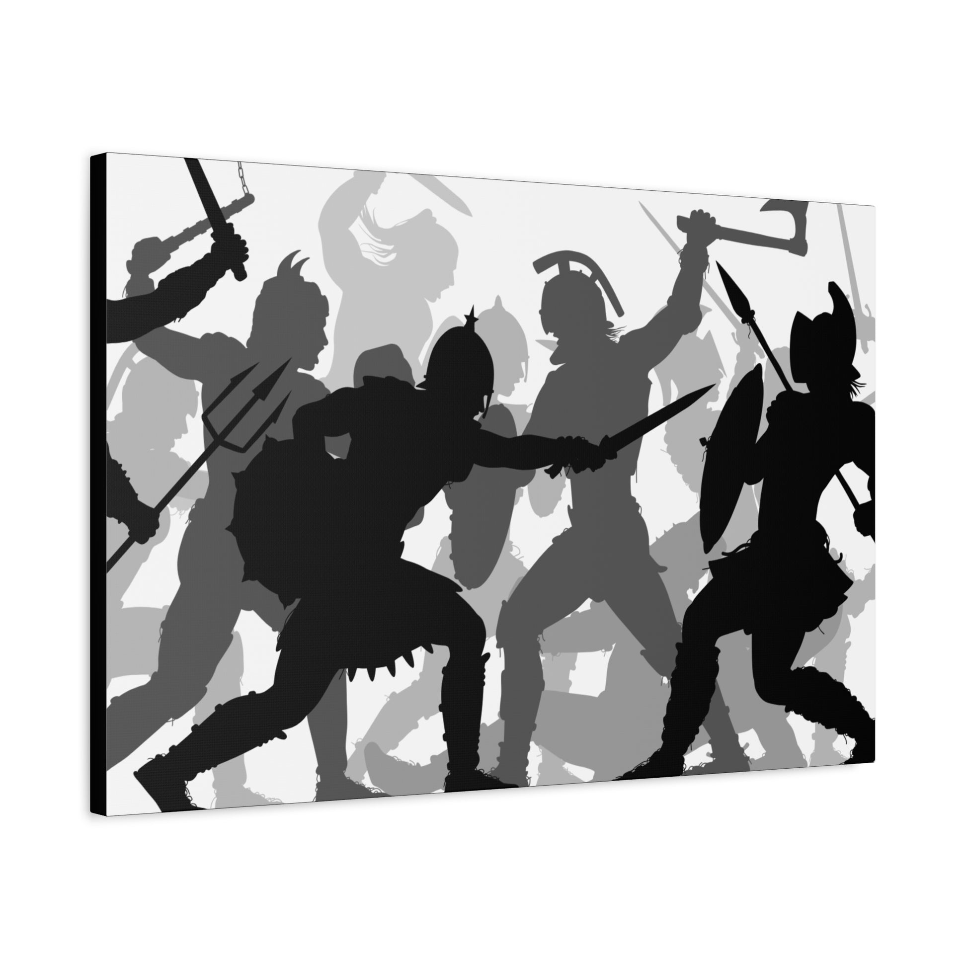 Epic Warrior Battle Matte Canvas Art, Home Decor, Wall Art, Gift for Men, Dramatic Art Decor