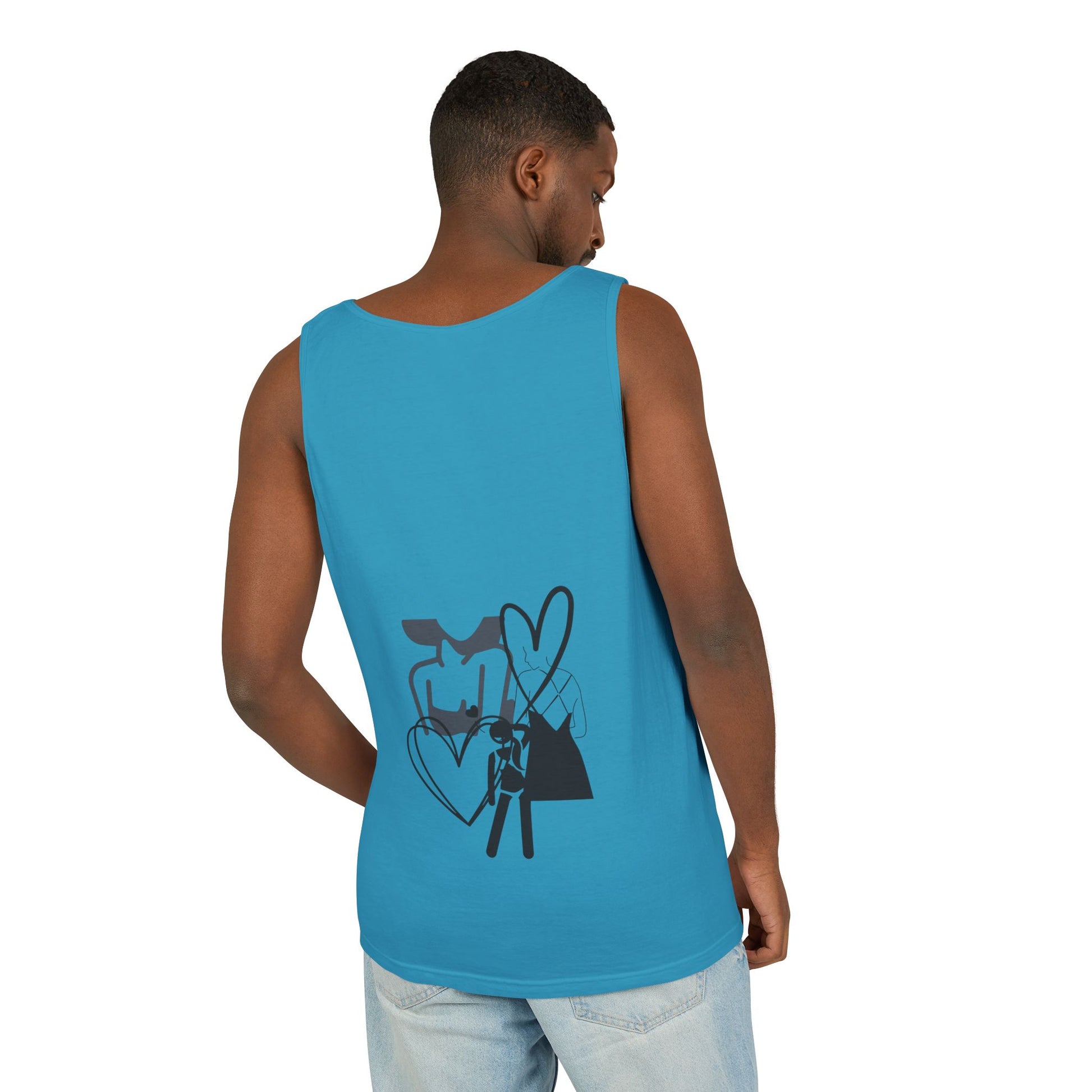 Abstract Love Graphic Tank Top — Minimalist Couple Heart Artwork