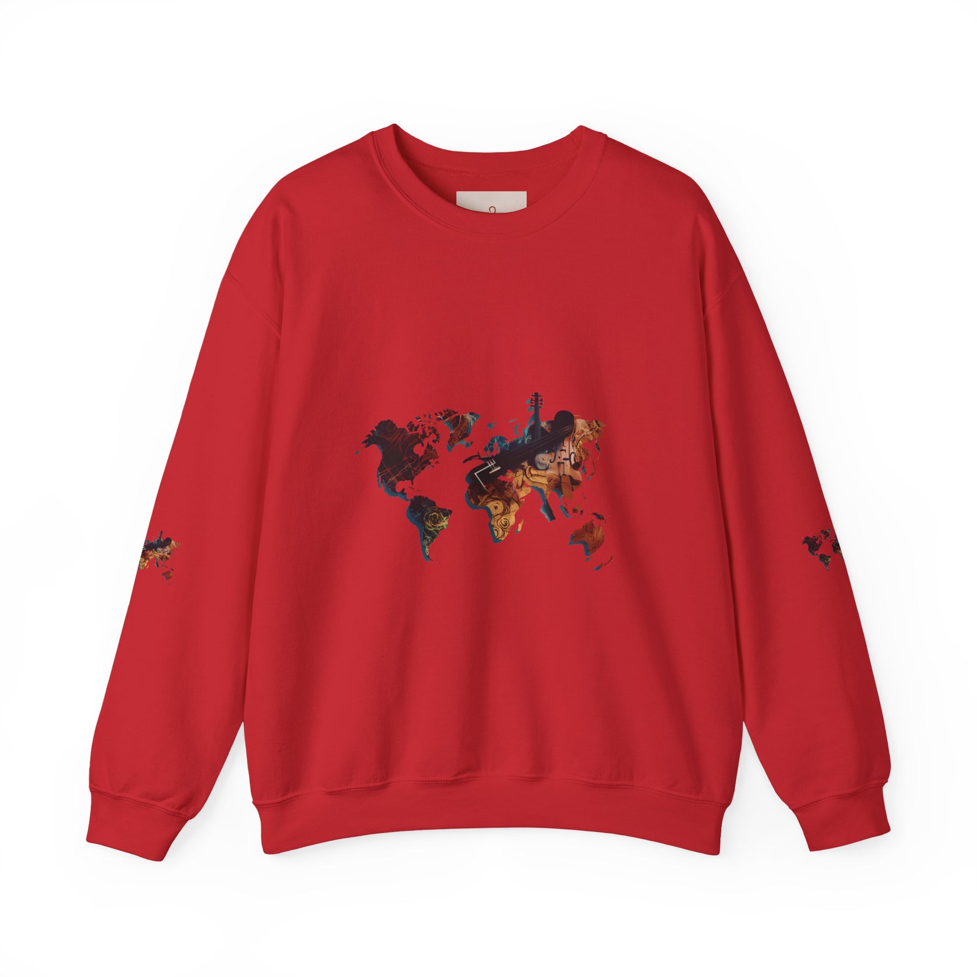 World Map Marble Crewneck Sweatshirt — Artistic Travel Map Pullover