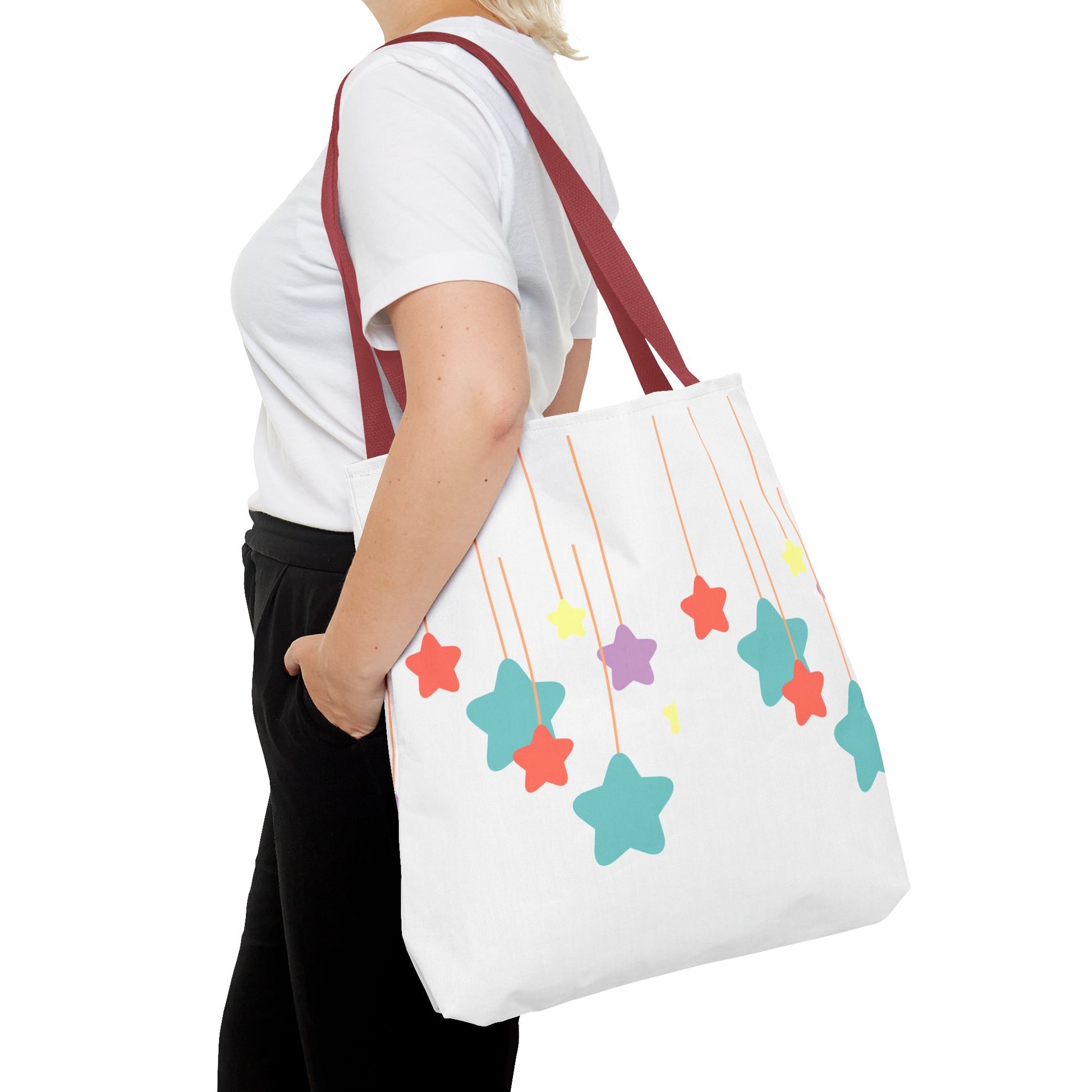 Stars and Stripes Tote Bag, Colorful Canvas Bag, Ideal Gift for Her, Summer Outings, Eco-Friendly Shopping, Fun Accessories, Artful Design