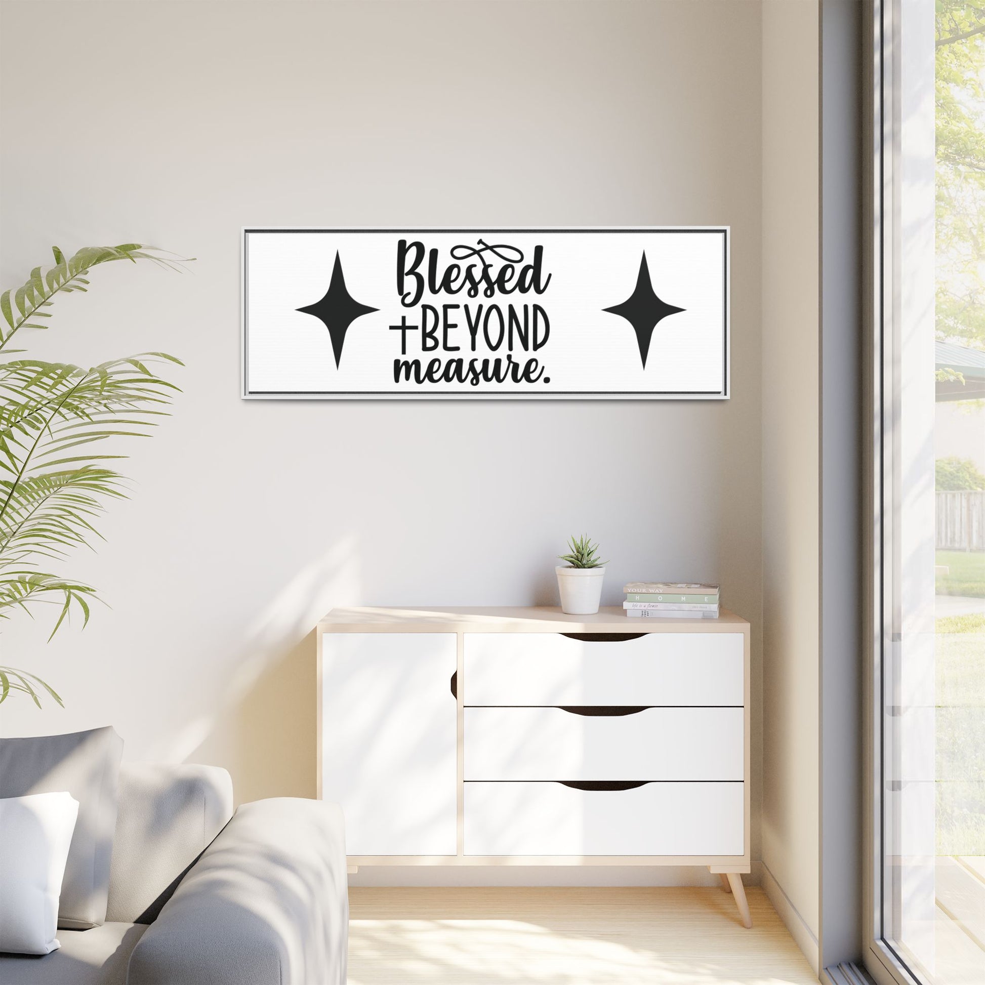 Framed Wall Art Decor: Blessed + Beyond Measure, Inspirational Home Decor, Gift for Faith