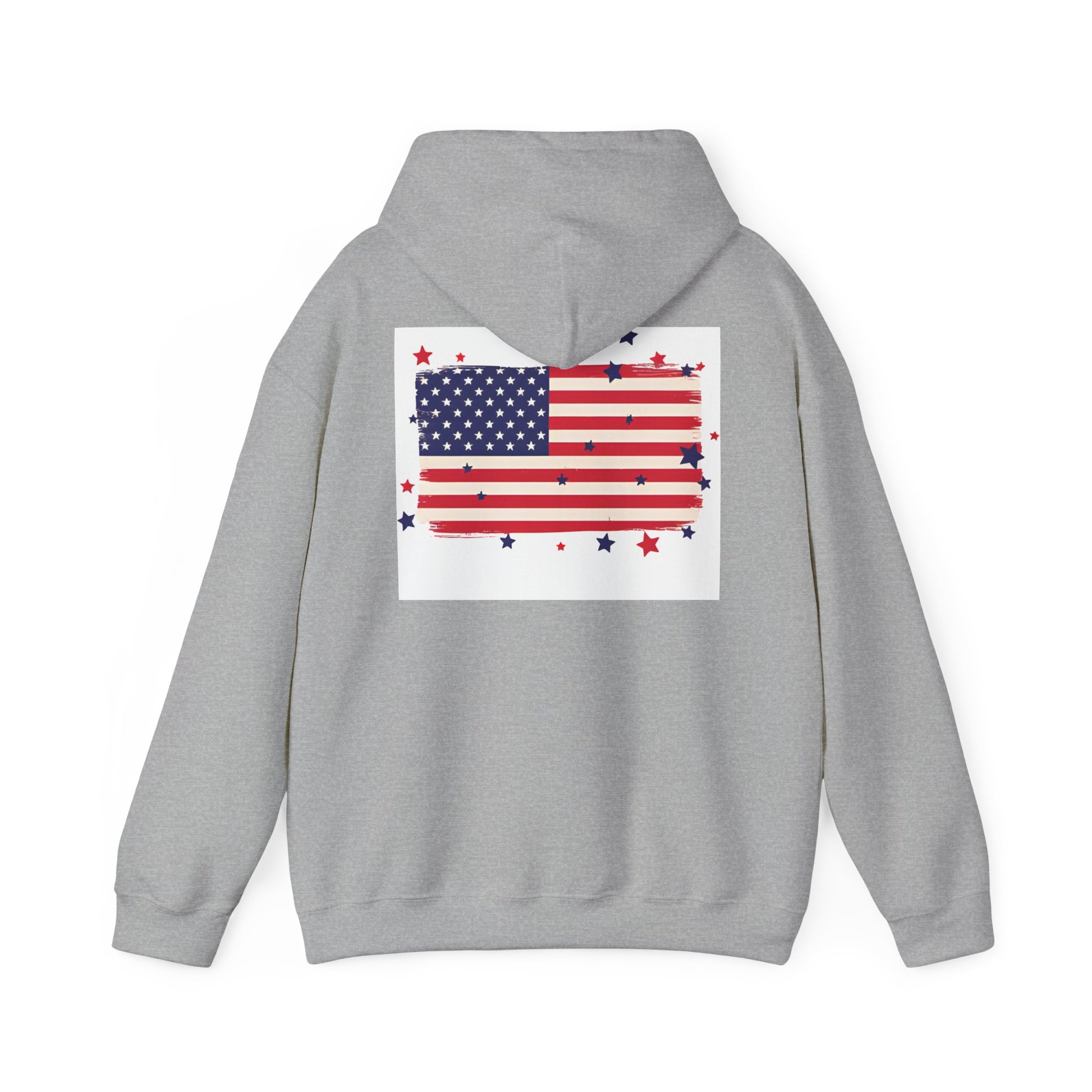 Patriotic Hooded Sweatshirt with Stars and Stripes