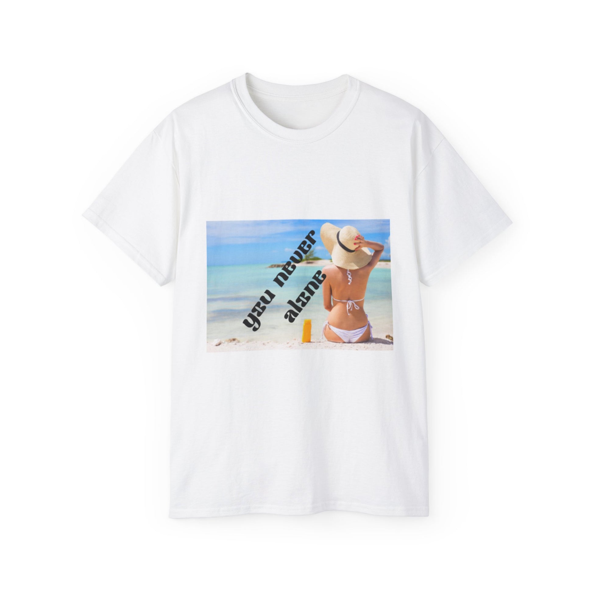 Beach Vibes Unisex Tee - 'You Never Alone' Graphic Tee, Summer Apparel, Casual Wear, Gift for Her, Relaxation Shirt