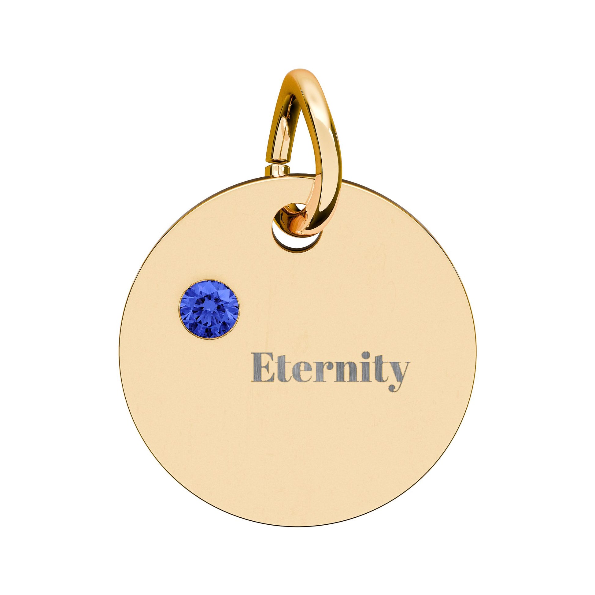 Engravable Birthstone Circle Charm — Personalized 'Eternity' Pendant