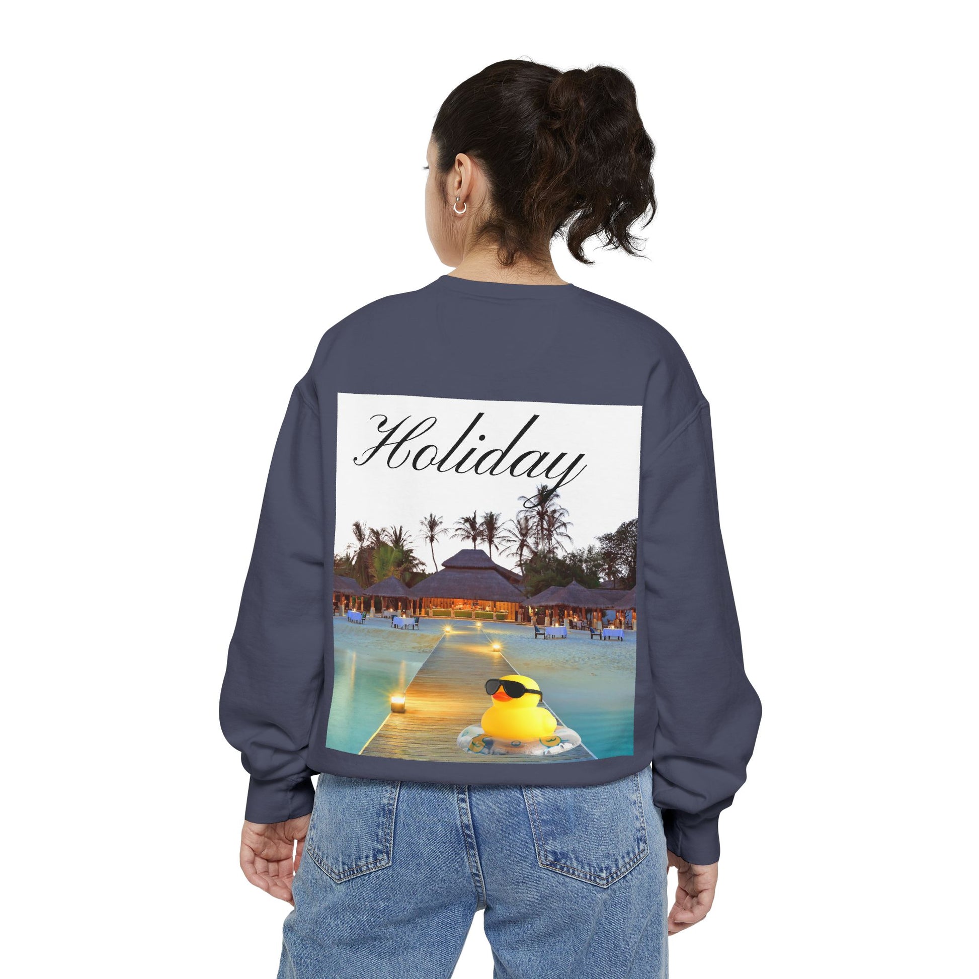 Holiday Rubber Duck Sweatshirt — Tropical Beach Graphic Sweatshirt