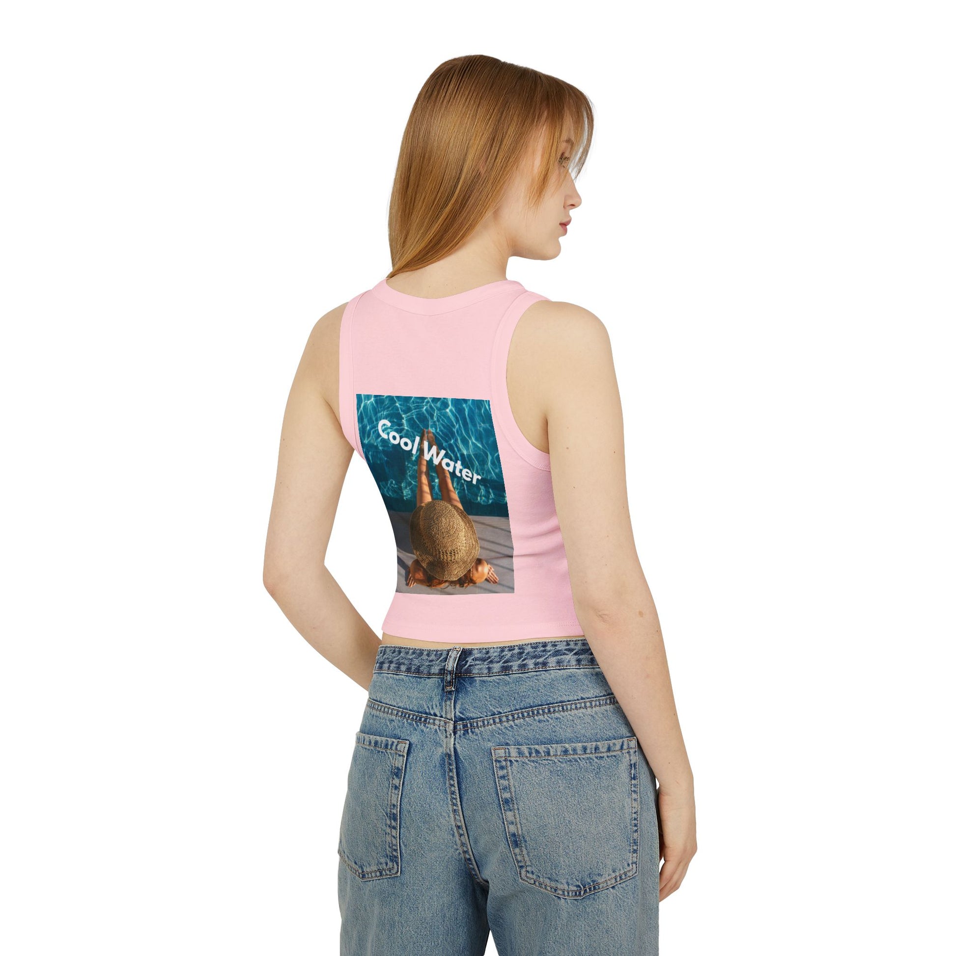 Racer Tank — 'Cool Water' Poolside Sun Hat Photo Tank Top