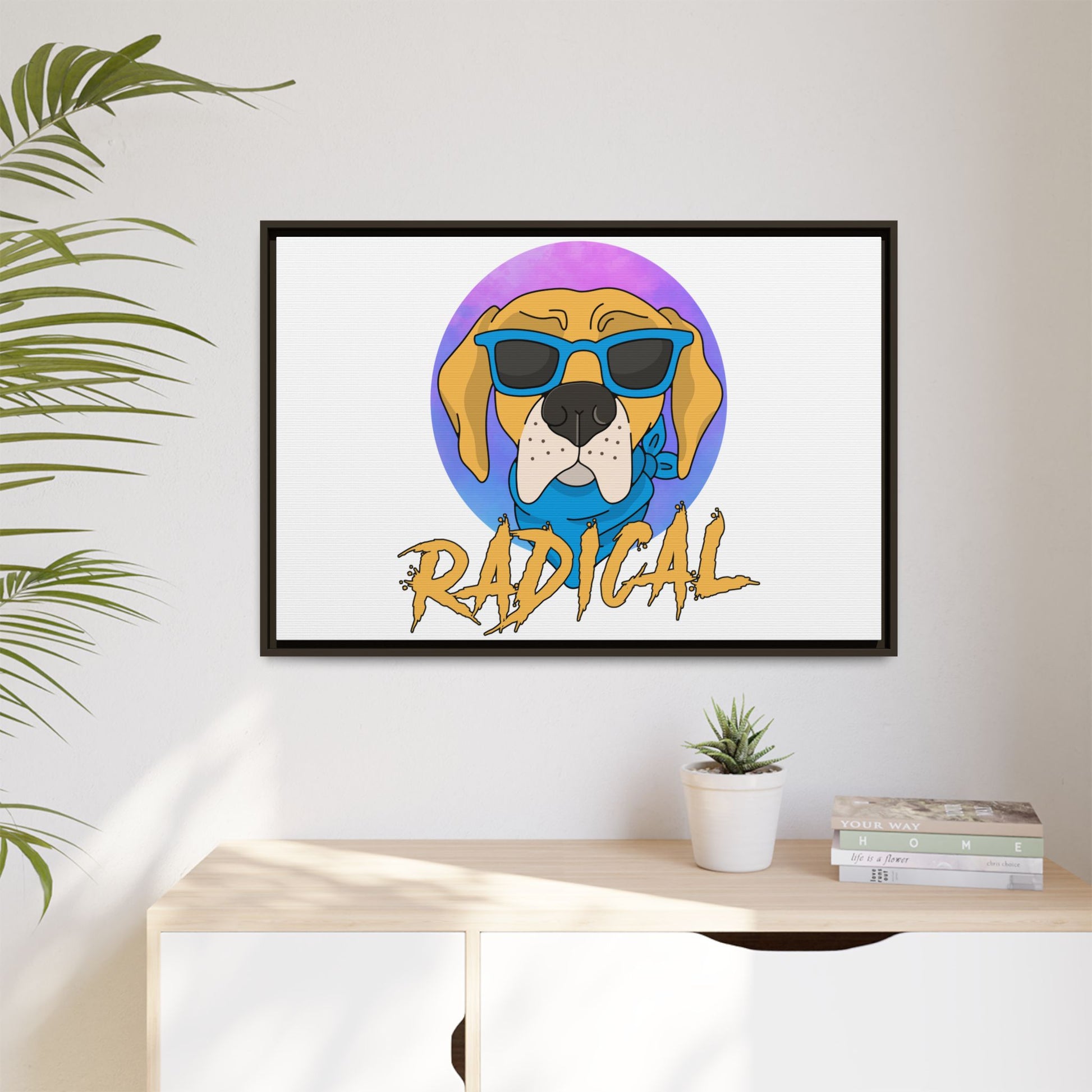 Radical Dog Art Print, Framed Canvas