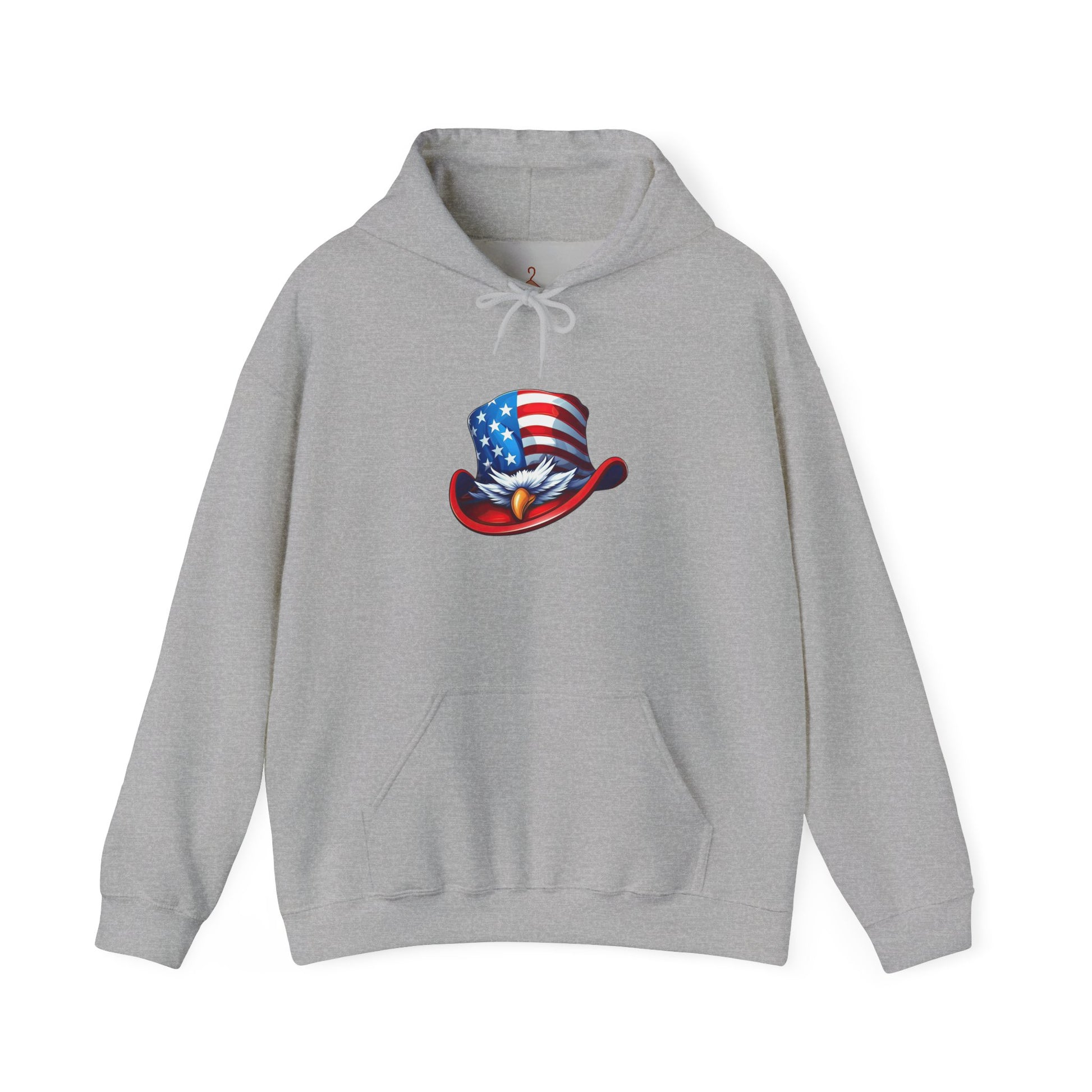 Patriotic Eagle Top Hat Hoodie — American Flag Bald Eagle Graphic Hoodie
