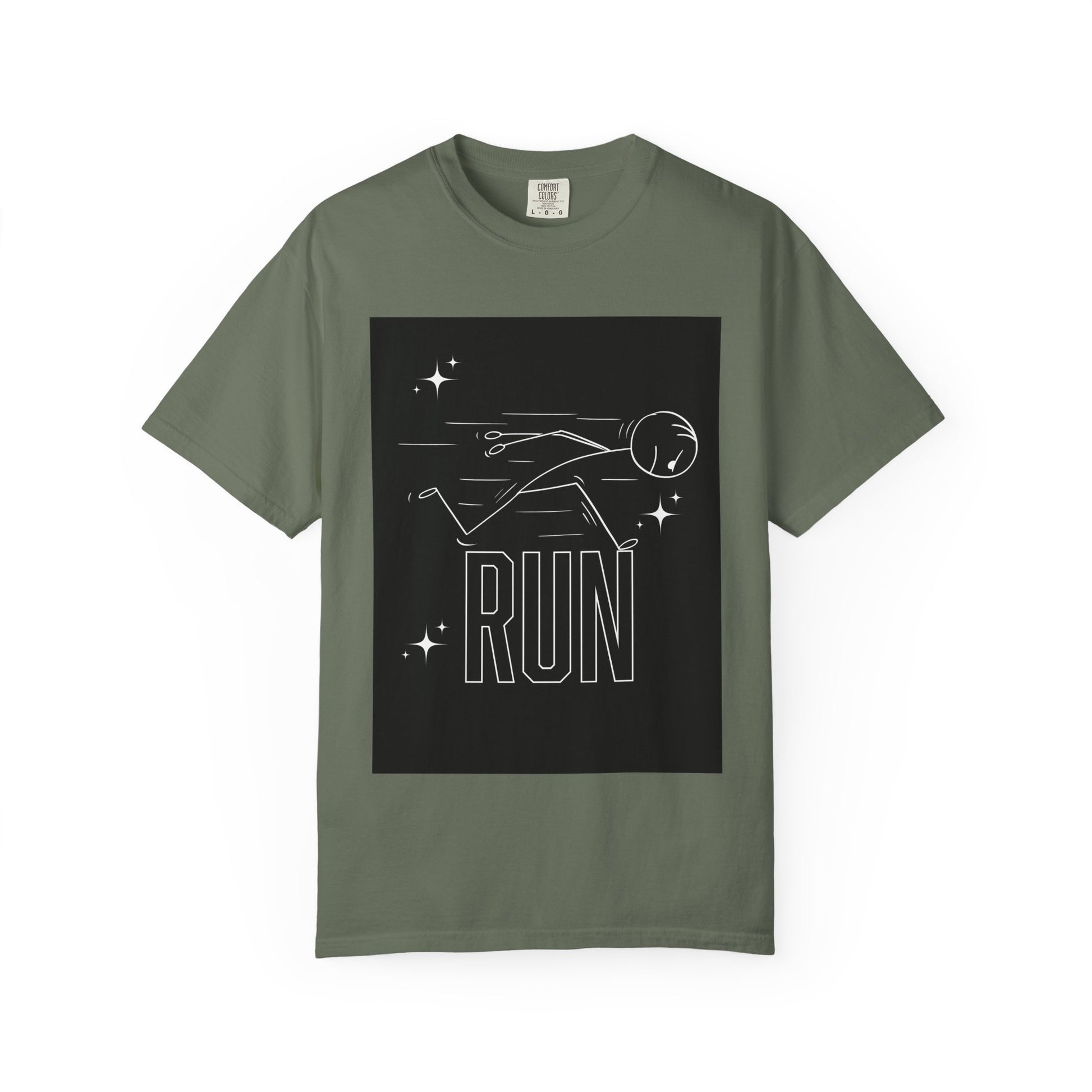 Unisex Garment-Dyed T-shirt with 'RUN' Design -  Fitness Gifts, Sporty Style