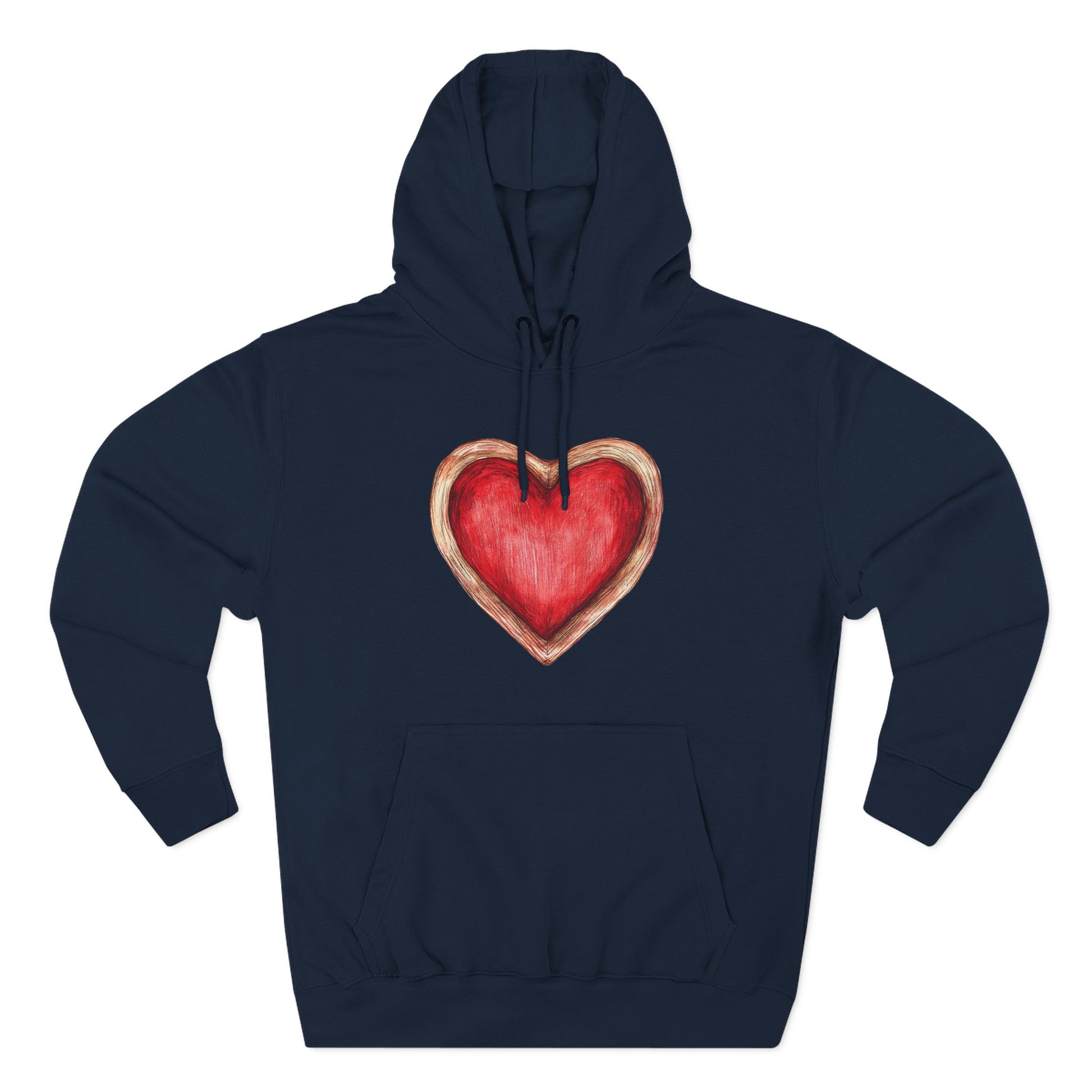 Heart Watercolor Hoodie — Hand-Painted Red Heart Pullover for Valentine's Day