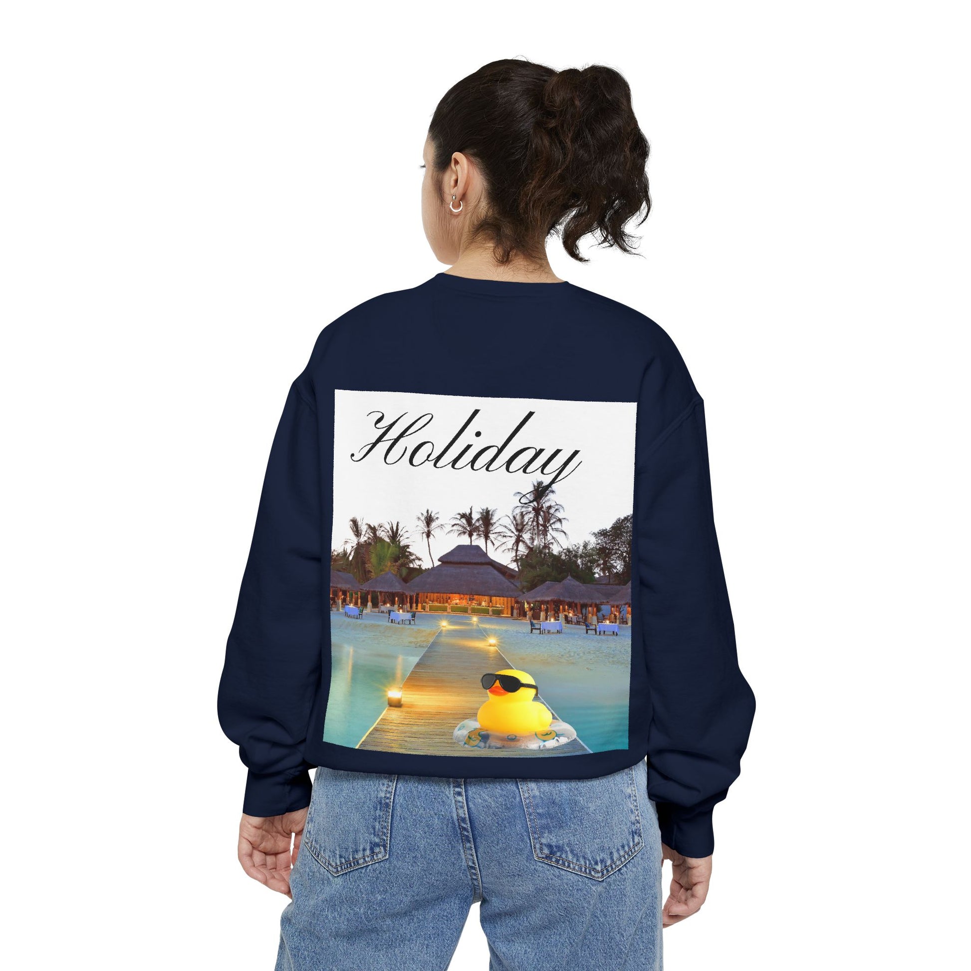 Holiday Rubber Duck Sweatshirt — Tropical Beach Graphic Sweatshirt