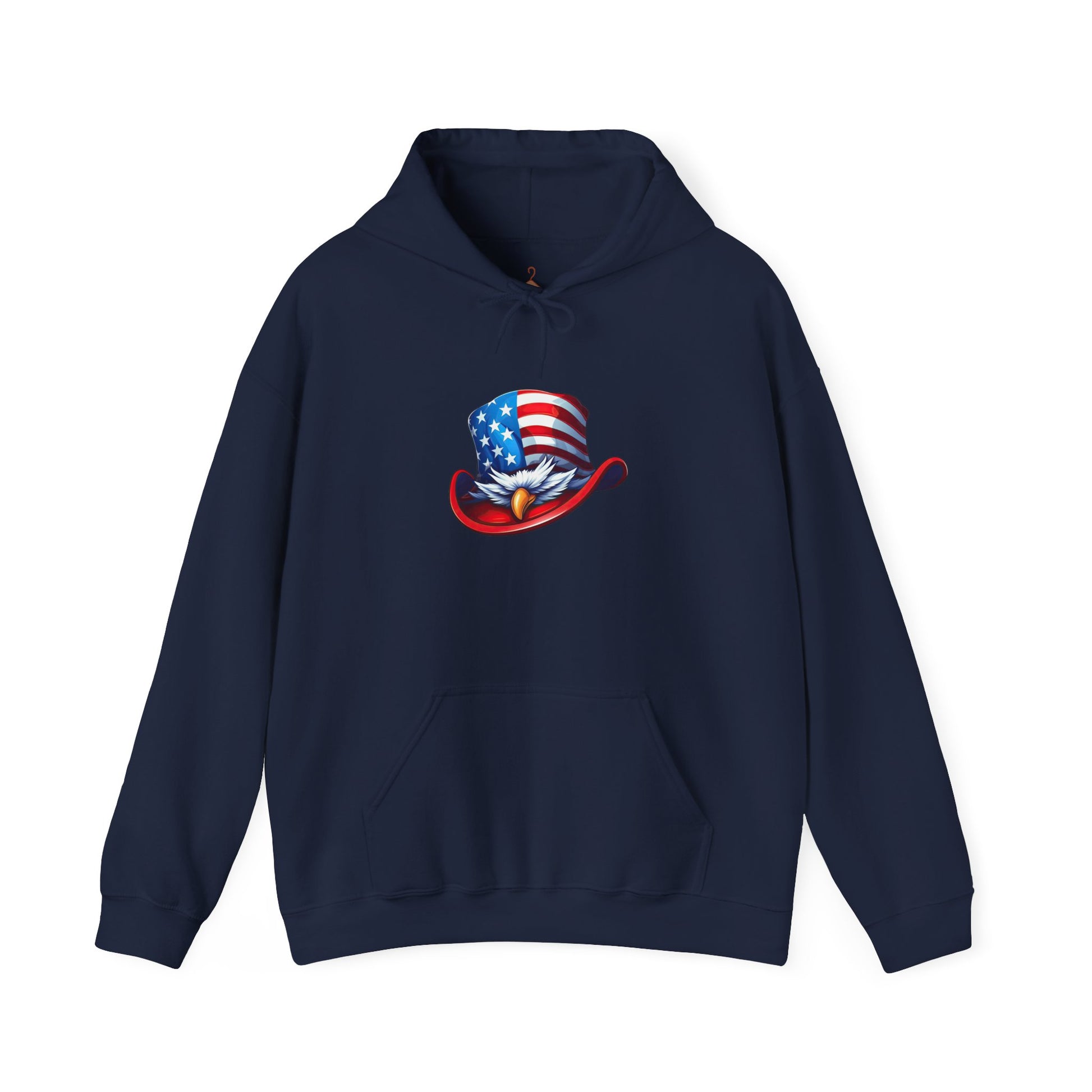 Patriotic Eagle Top Hat Hoodie — American Flag Bald Eagle Graphic Hoodie