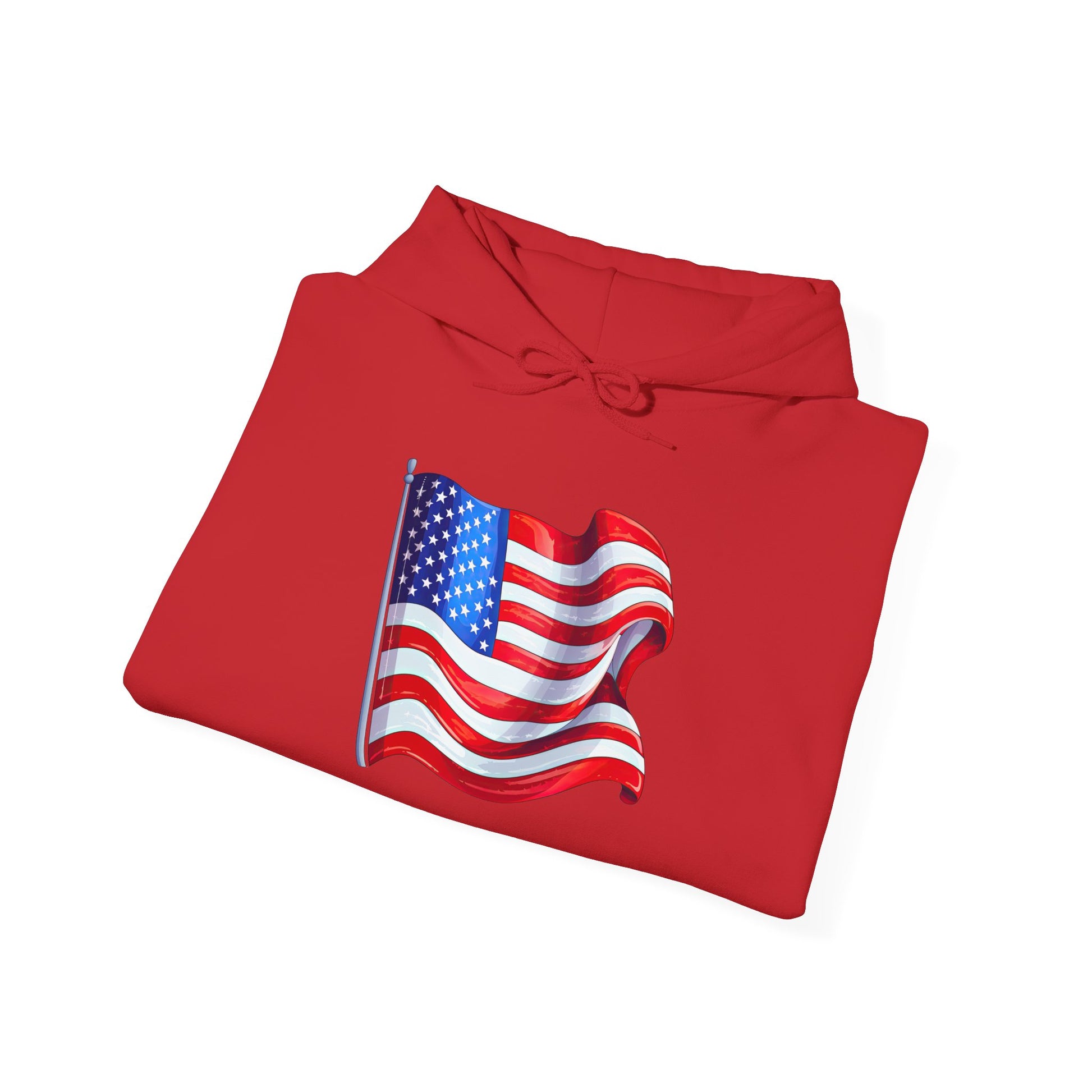 Patriotic Flag Hooded Sweatshirt | Unisex Heavy Blend | Perfect for Celebrations