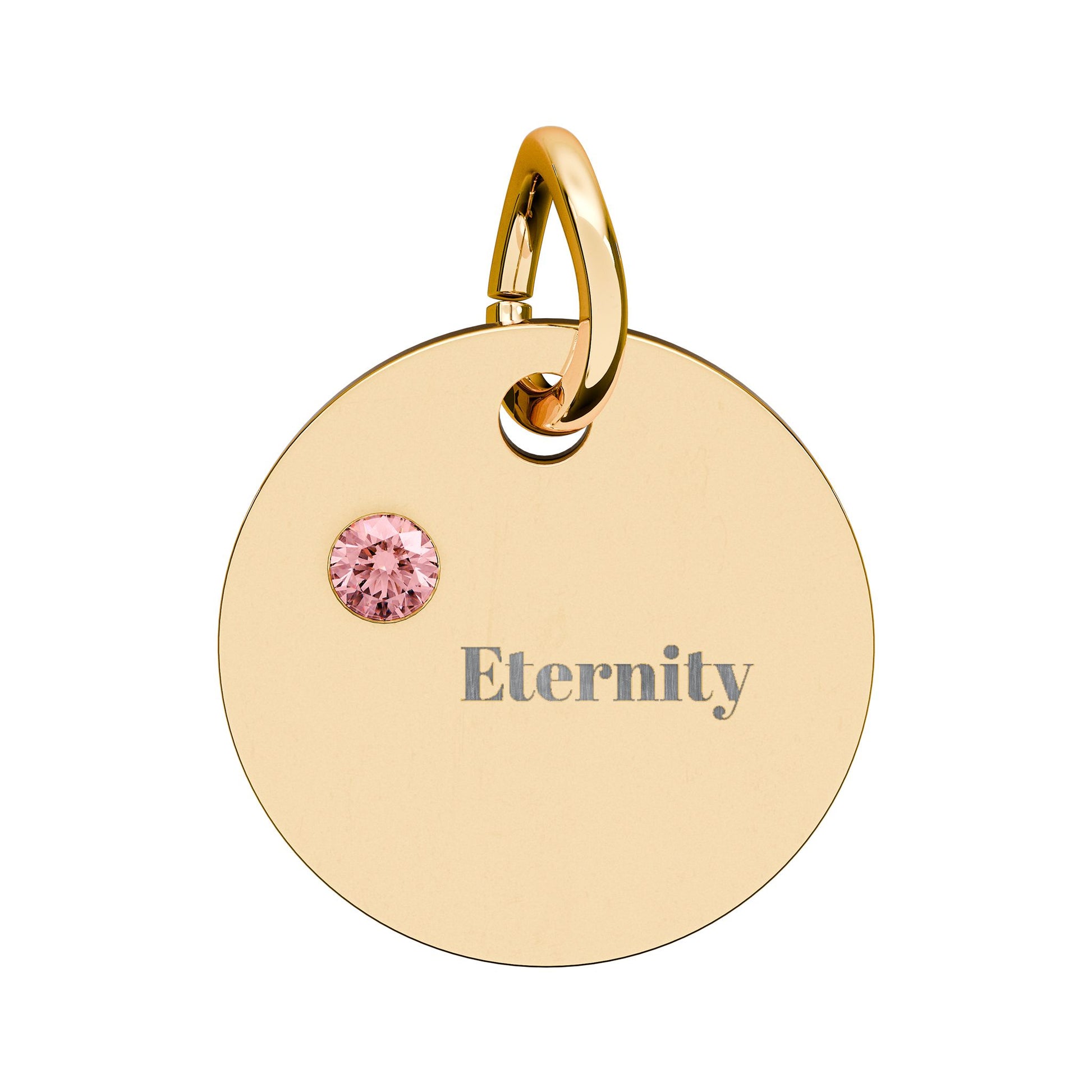 Engravable Birthstone Circle Charm — Personalized 'Eternity' Pendant