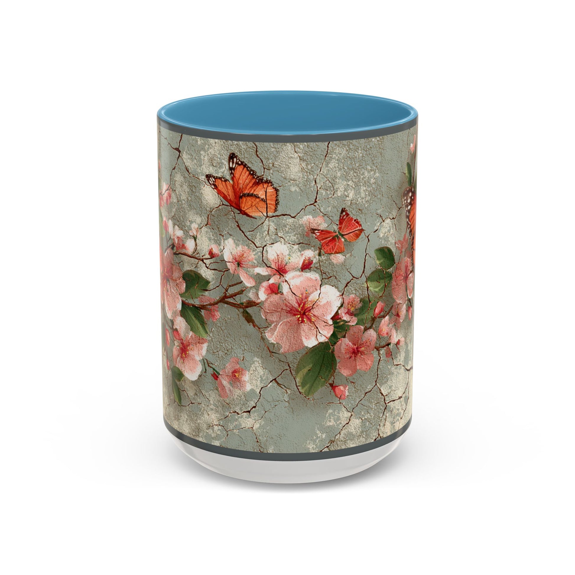 Floral Butterfly Accent Coffee Mug, Spring Gift, Kitchen Decor, Nature Lover Mug, Tea Cup