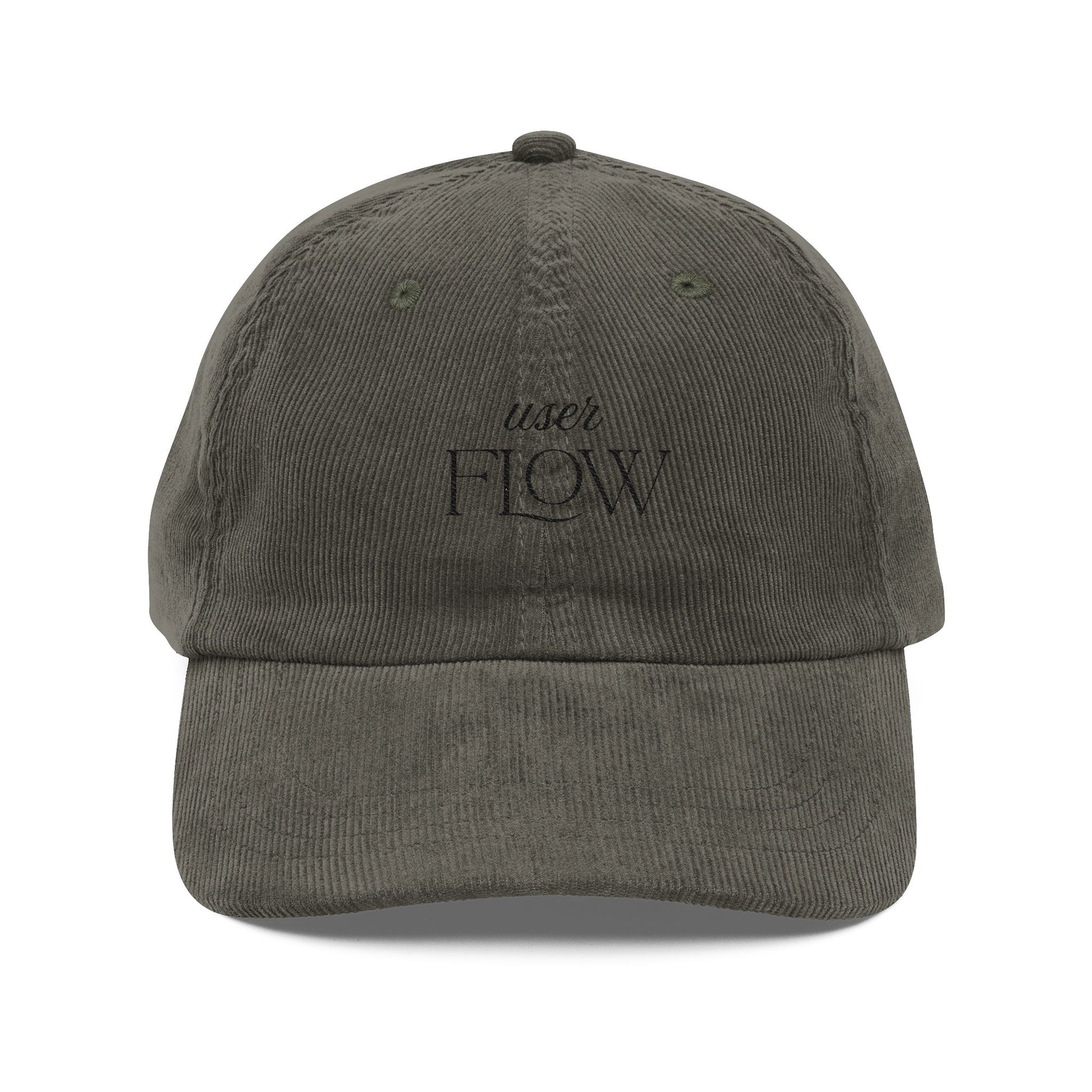 Vintage Corduroy Cap - 'User Flow' Embroidered Retro Baseball Hat