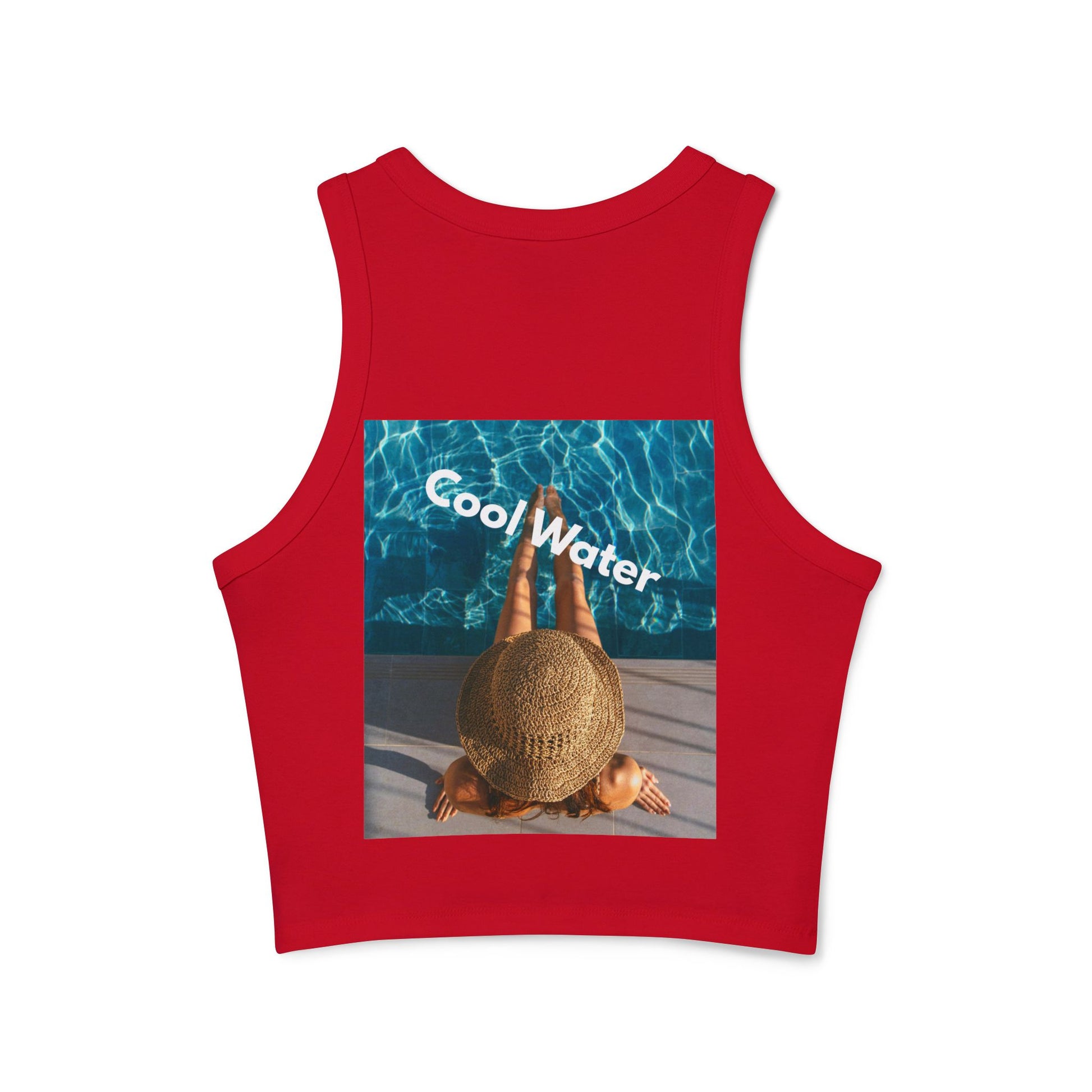 Racer Tank — 'Cool Water' Poolside Sun Hat Photo Tank Top