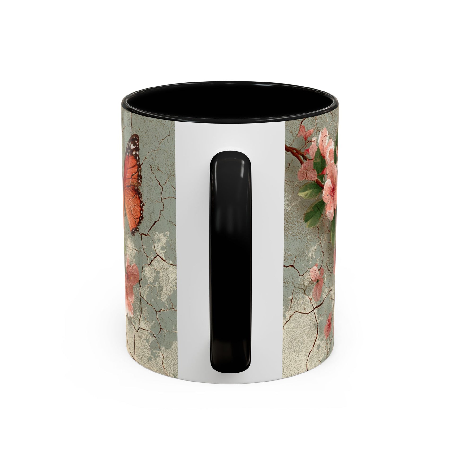 Floral Butterfly Accent Coffee Mug, Spring Gift, Kitchen Decor, Nature Lover Mug, Tea Cup