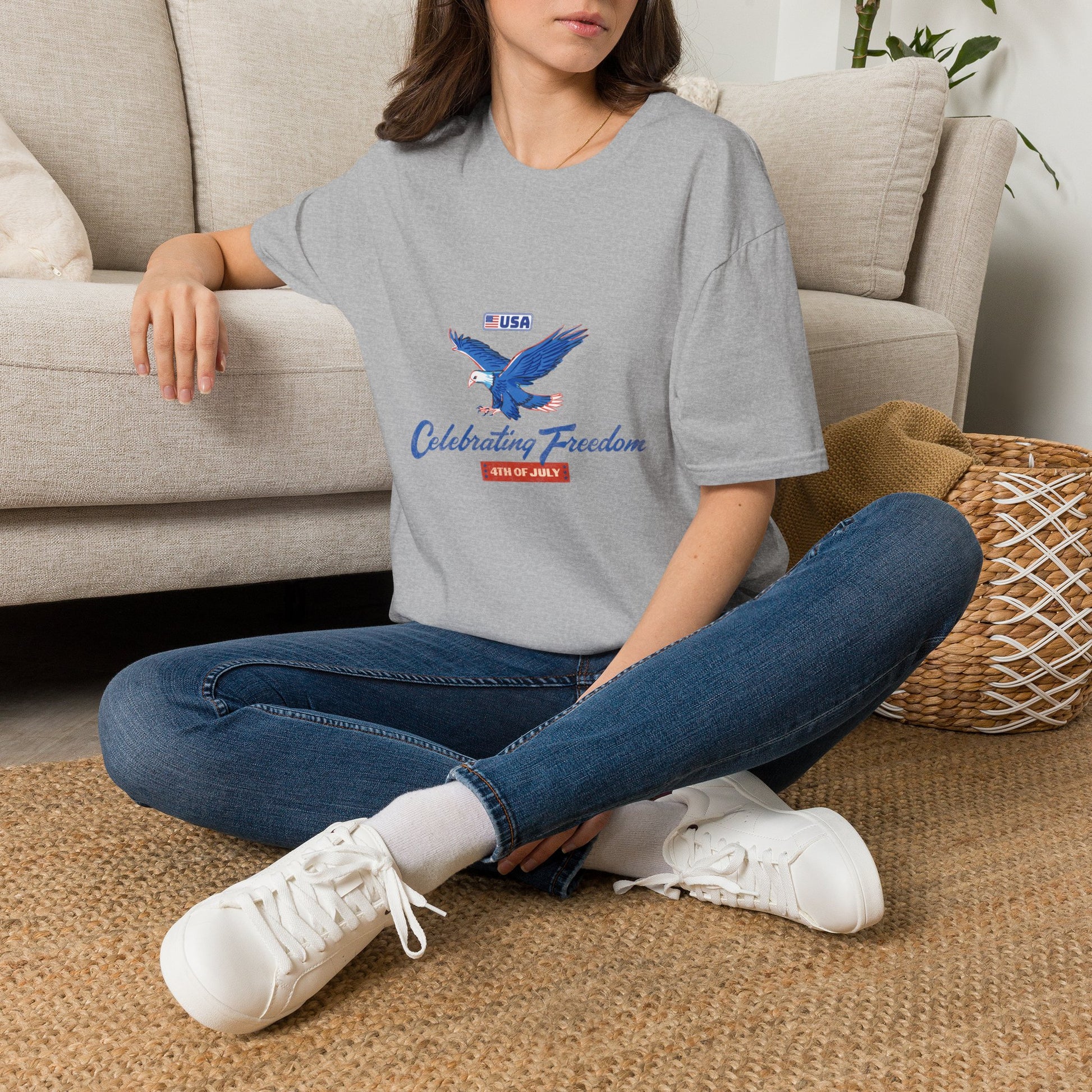 Patriotic Eagle T-Shirt — "Celebrating Freedom" USA Graphic Tee