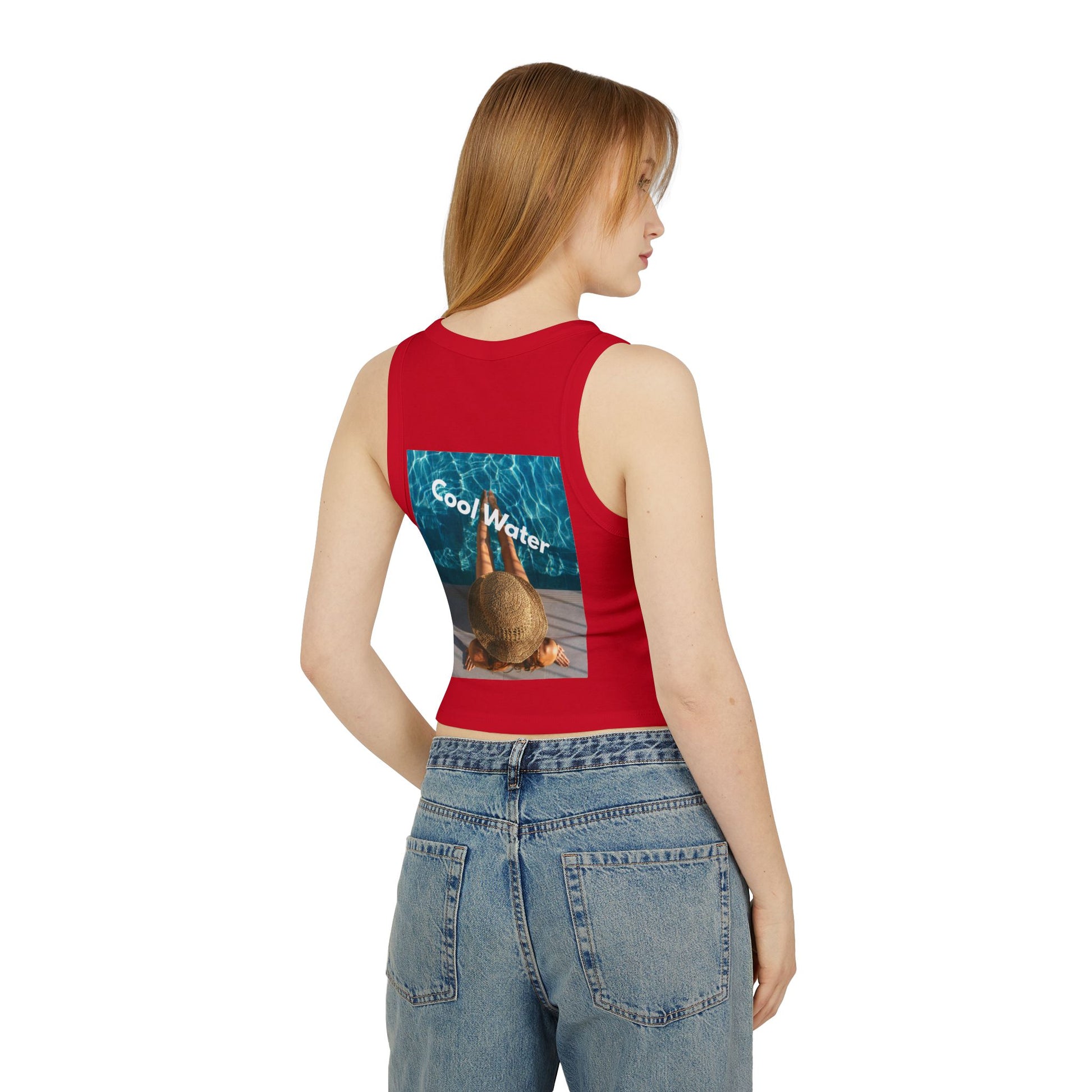 Racer Tank — 'Cool Water' Poolside Sun Hat Photo Tank Top