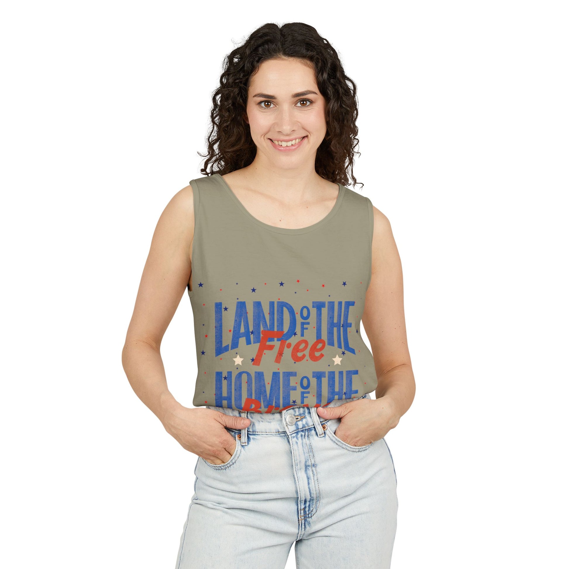 Patriotic "Land of the Free, Home of the Brave" Tank Top