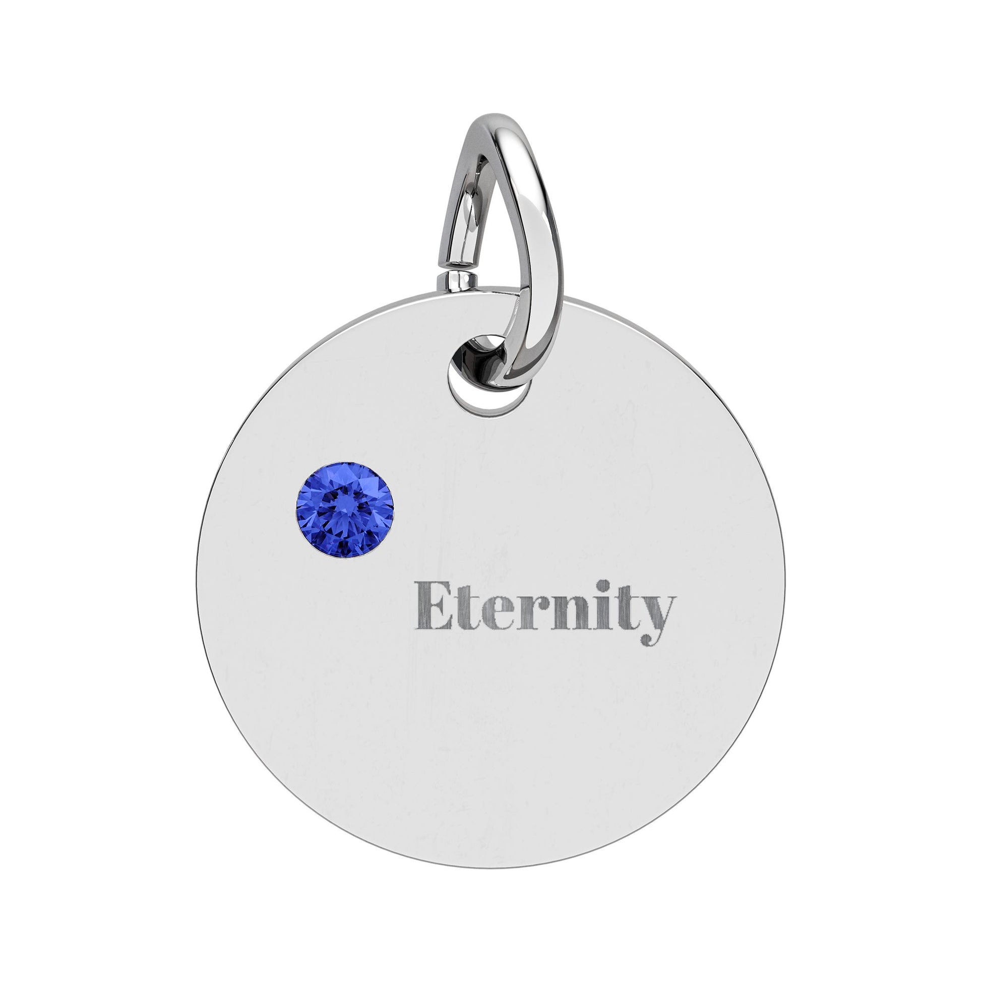 Engravable Birthstone Circle Charm — Personalized 'Eternity' Pendant