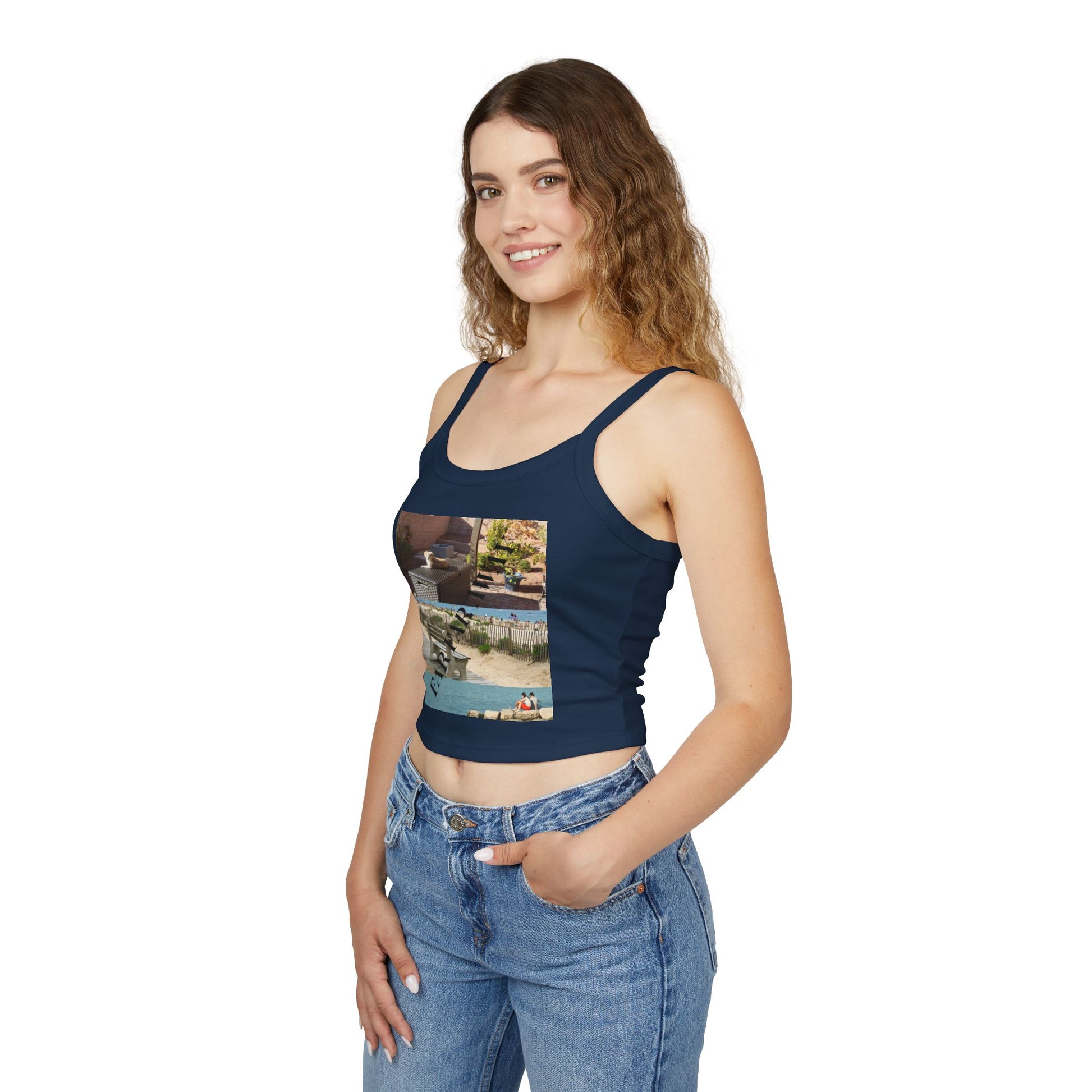 Tank Top — Vintage Poolside Photo Print Crop Tank