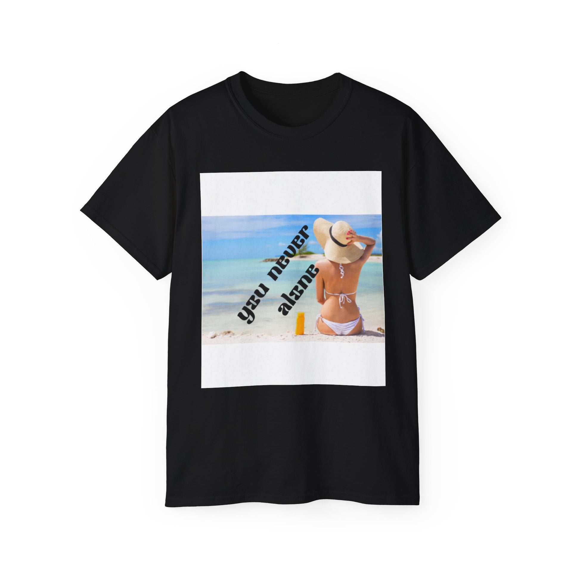 Beach Vibes Unisex Tee - 'You Never Alone' Graphic Tee, Summer Apparel, Casual Wear, Gift for Her, Relaxation Shirt