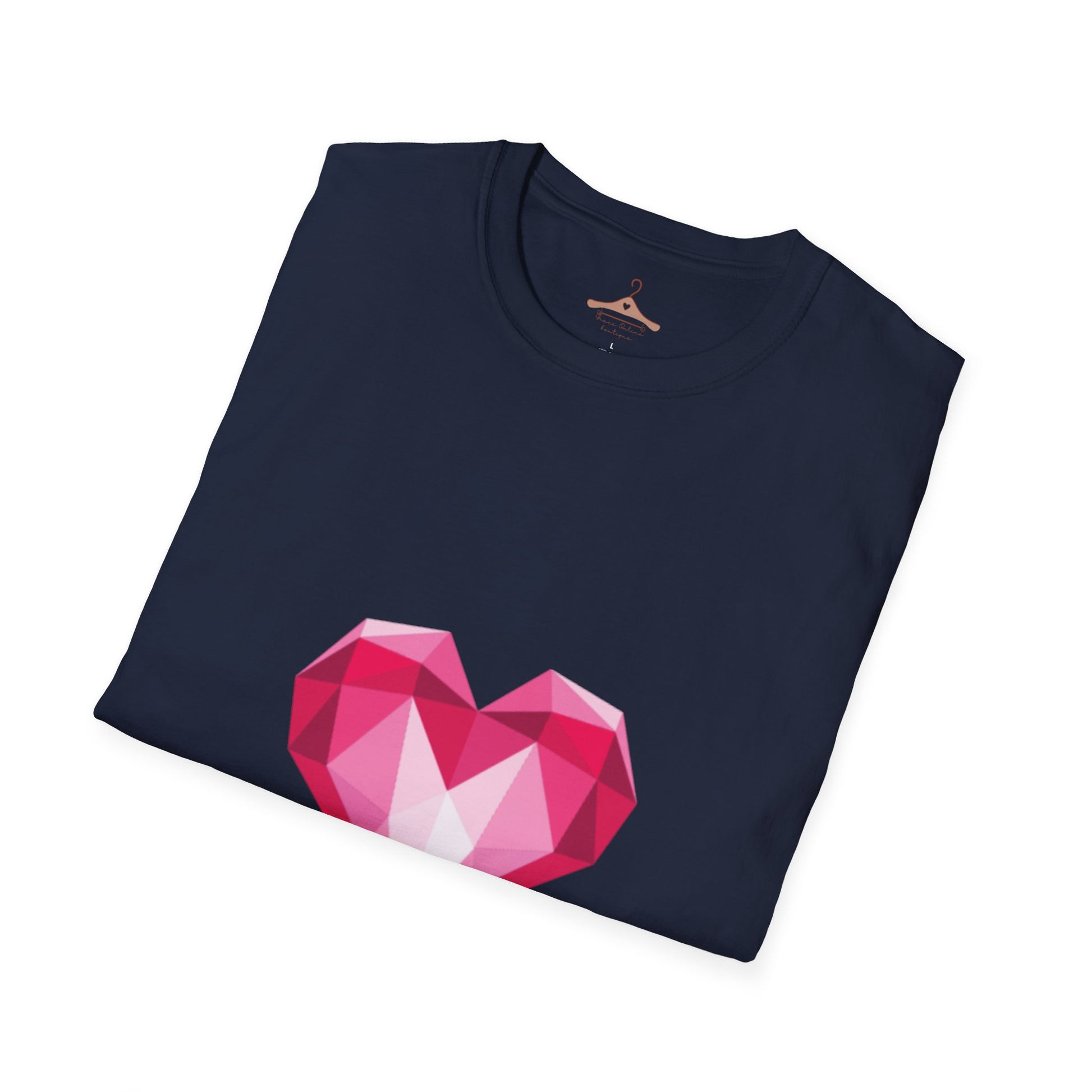 Geometric Pink Gem Heart T-Shirt