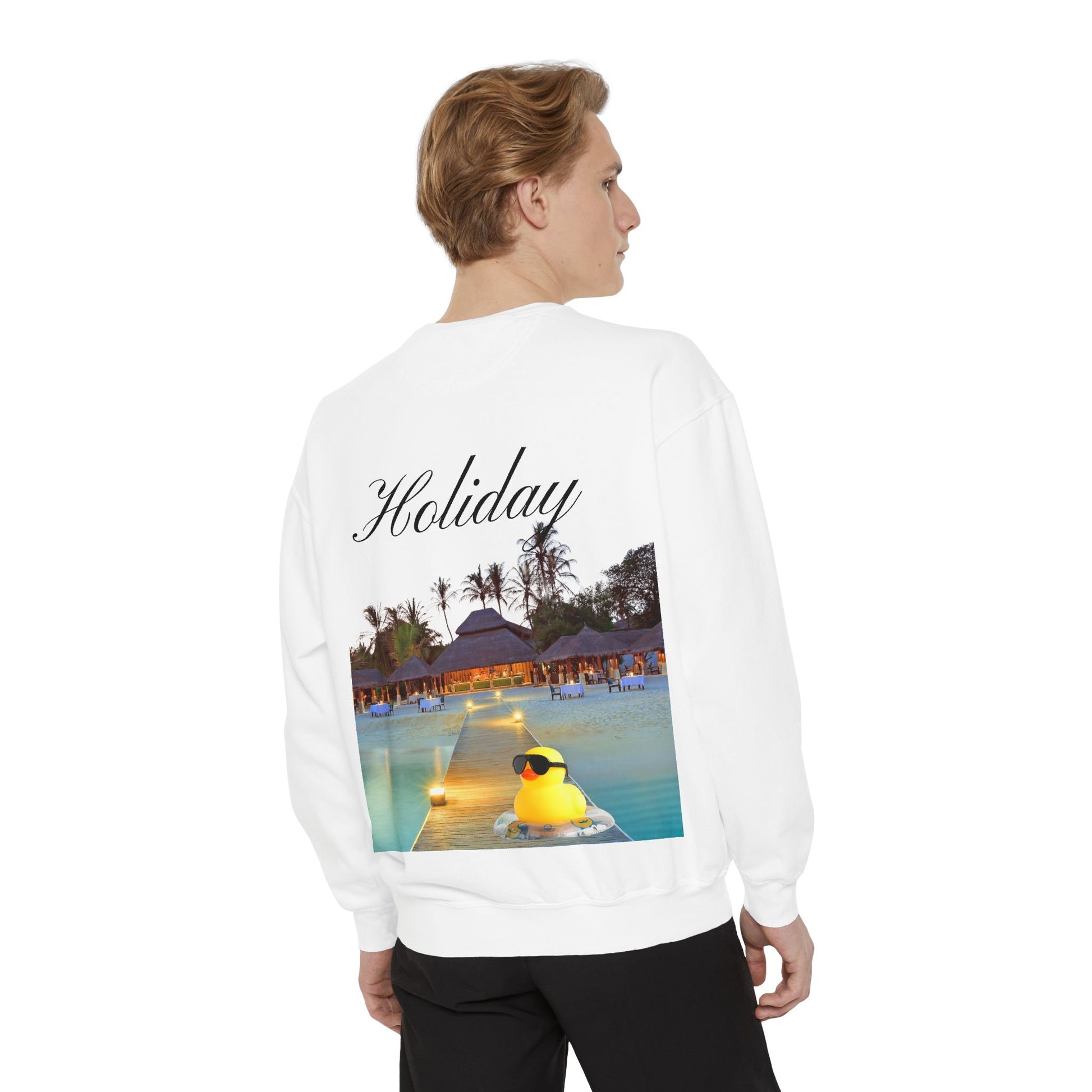 Holiday Rubber Duck Sweatshirt — Tropical Beach Graphic Sweatshirt