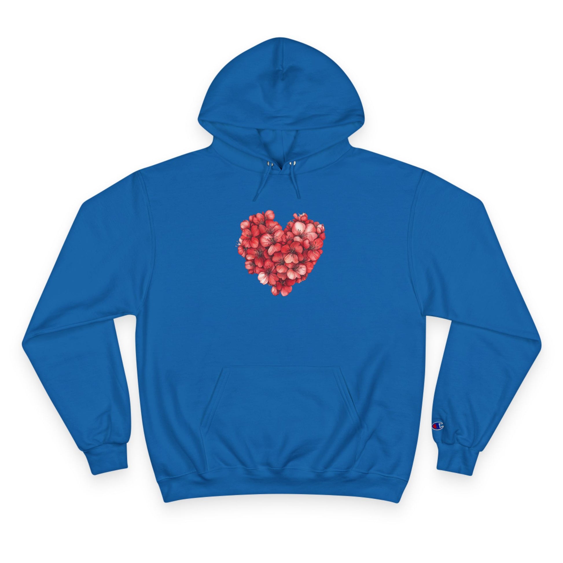 Hoodie — Red Rose Petal Heart Graphic Champion Hoodie